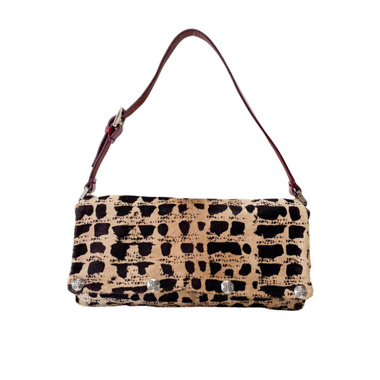 Ethnical Print in Pony Hair Flap Bag