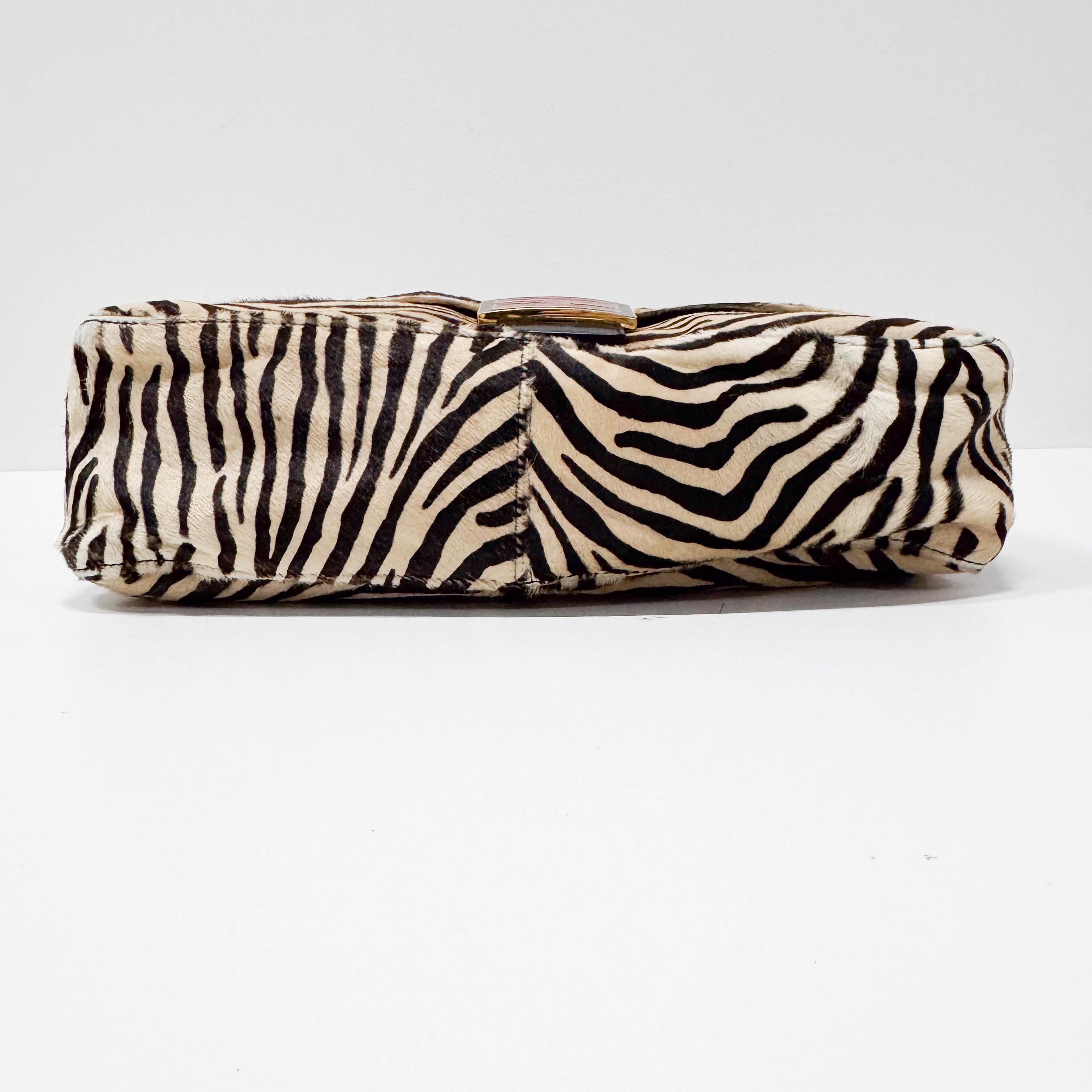 Mamma Baguette Zebra Print Pony Hair Shoulder Bag