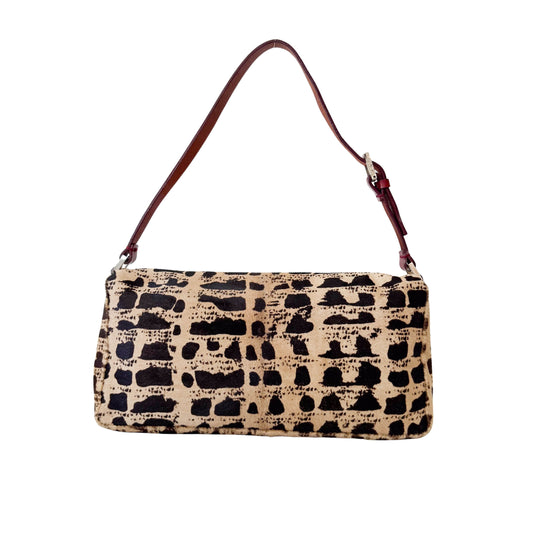 Ethnical Print in Pony Hair Flap Bag