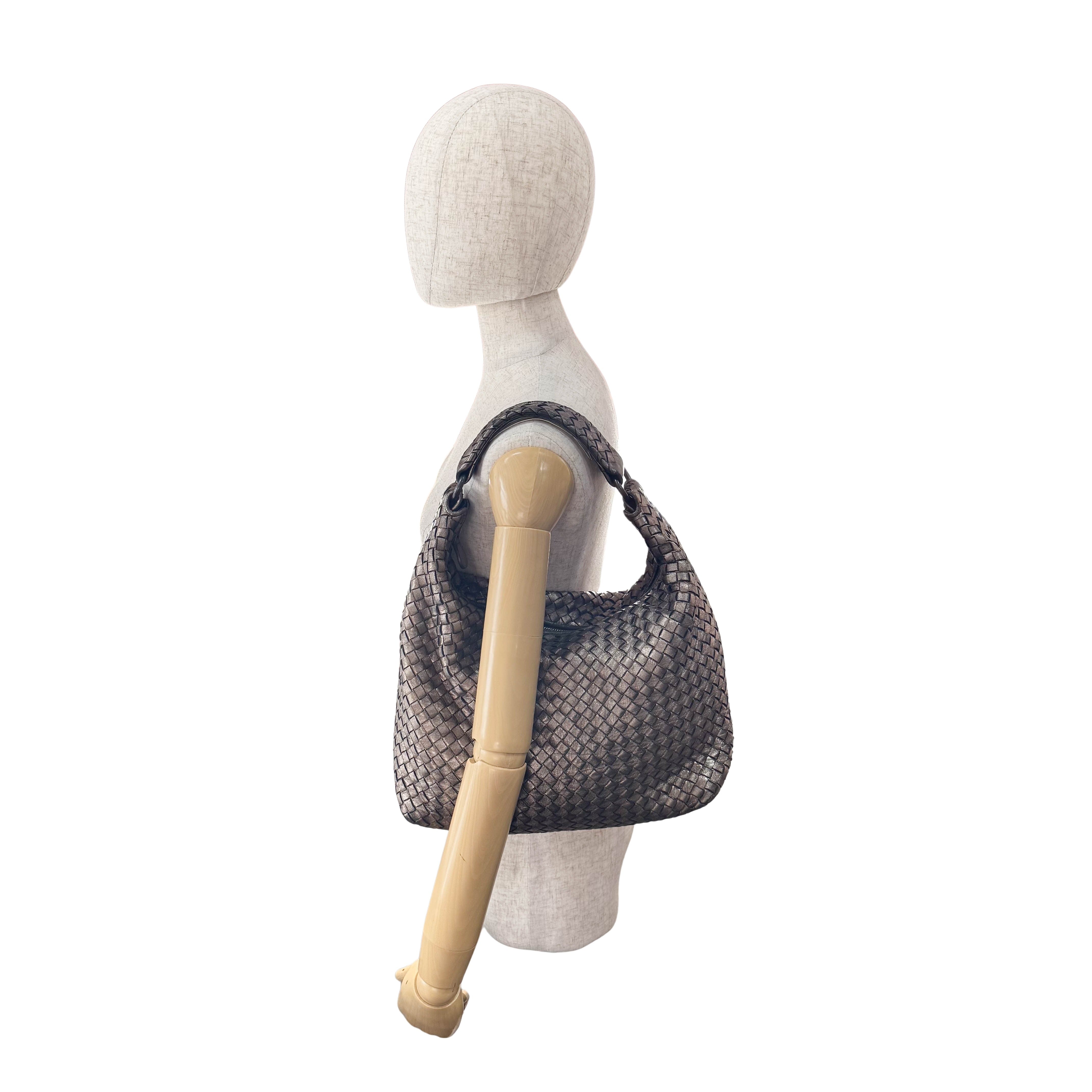 Intrecciato Golden Leather Shoulder Bag