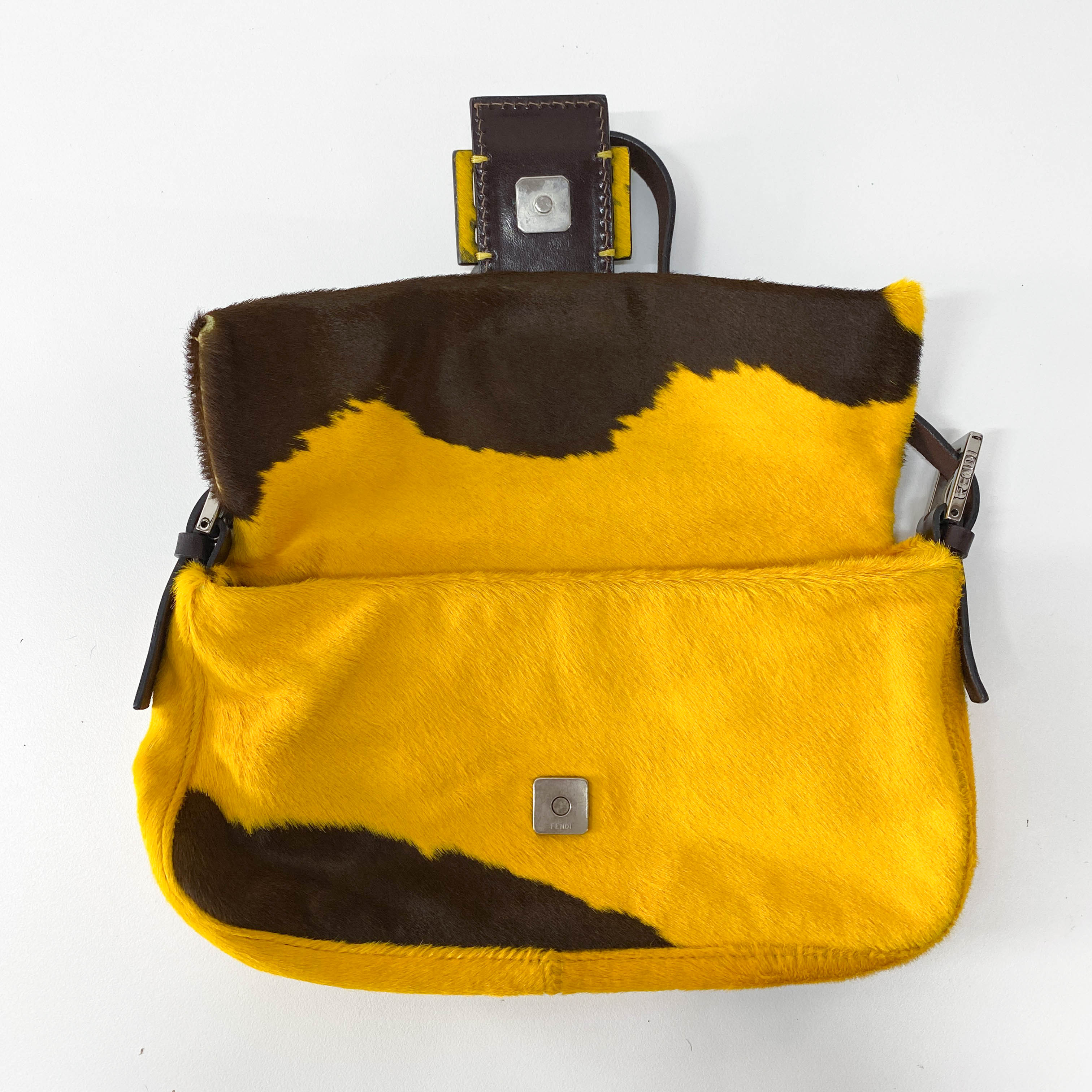 Baguette Yellow Cow Print Pony Hair Shoulder Bag