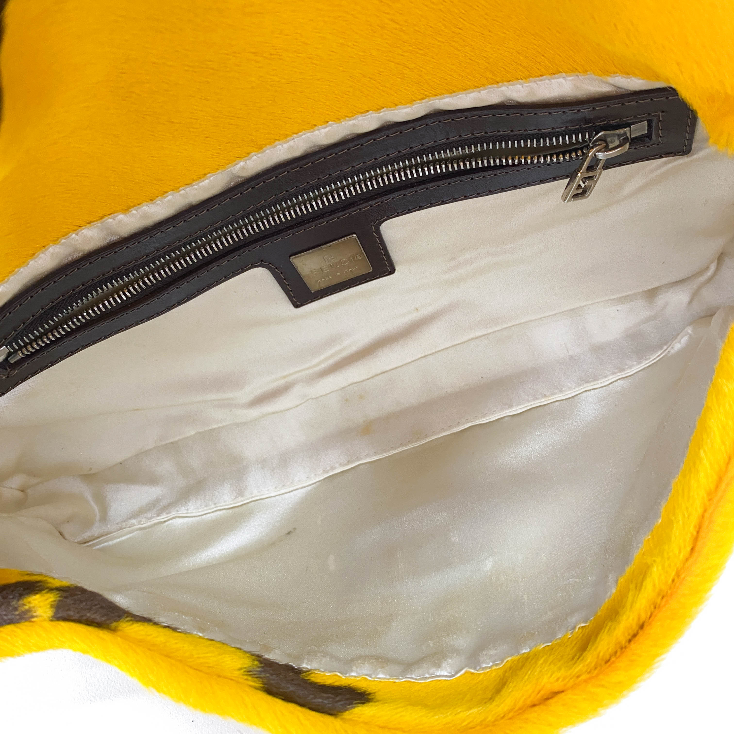 Baguette Yellow Cow Print Pony Hair Shoulder Bag