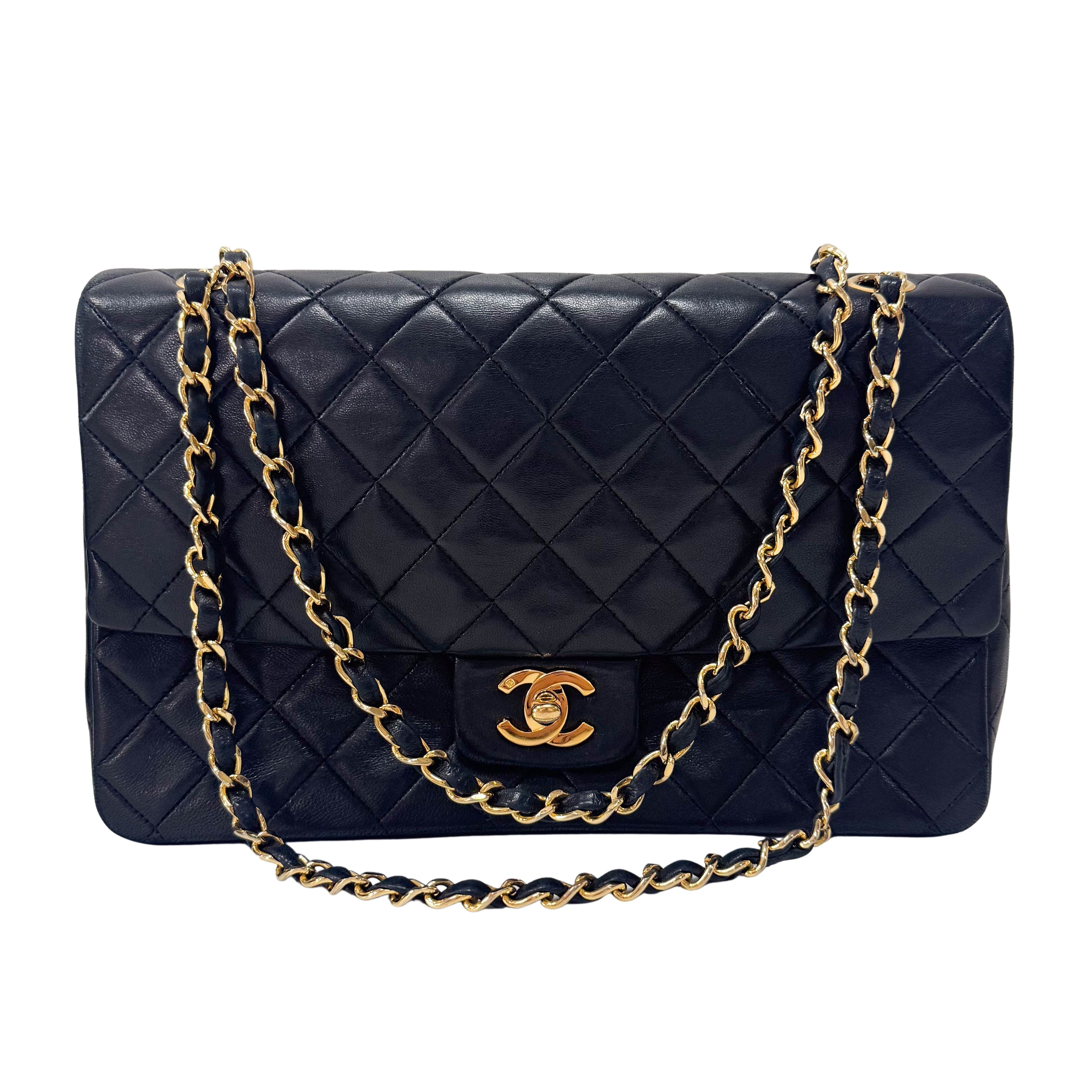 Classic Single Flap Black Quilted Lambskin Shoulder Bag