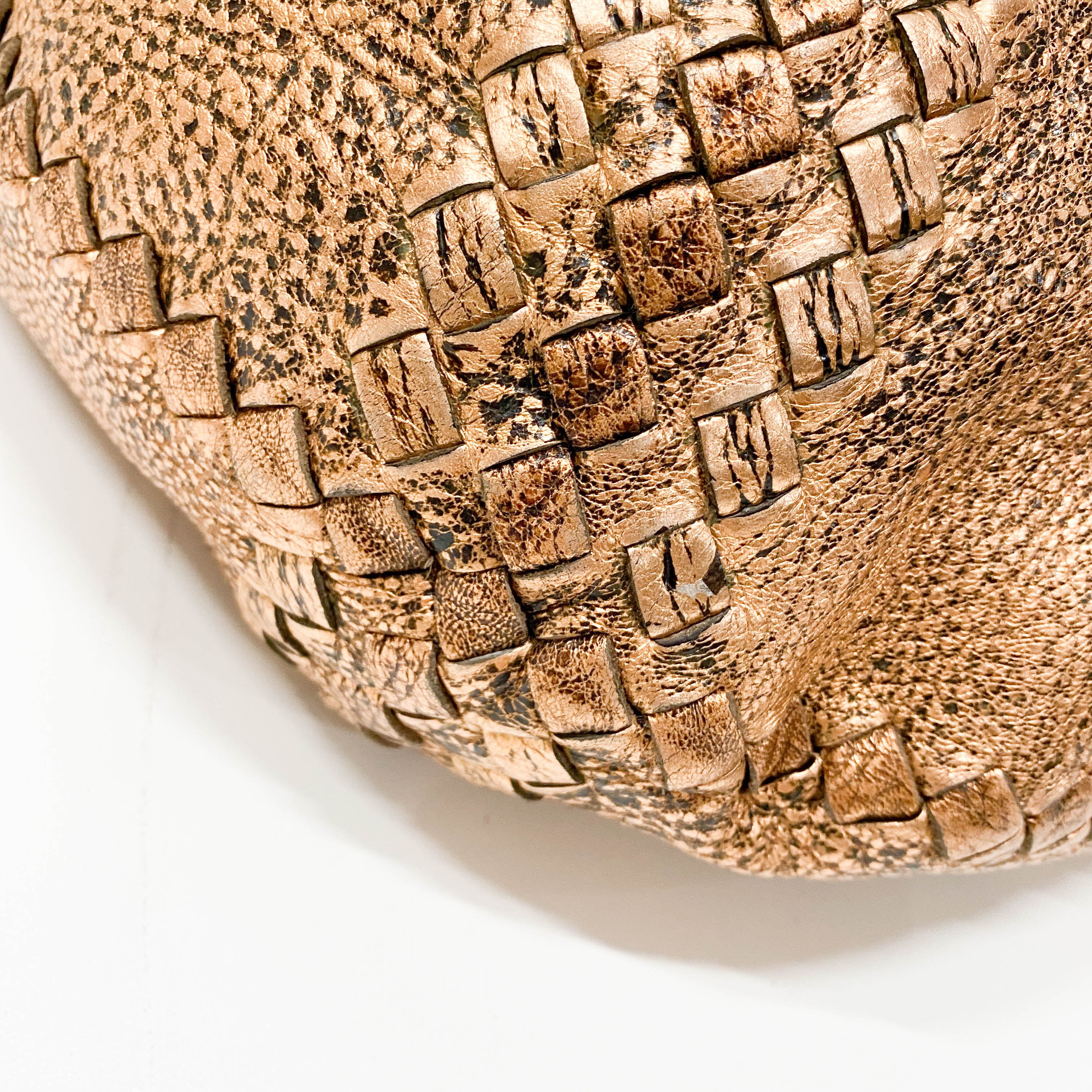 Intrecciato Metallic Bronze Leather Hobo Bag