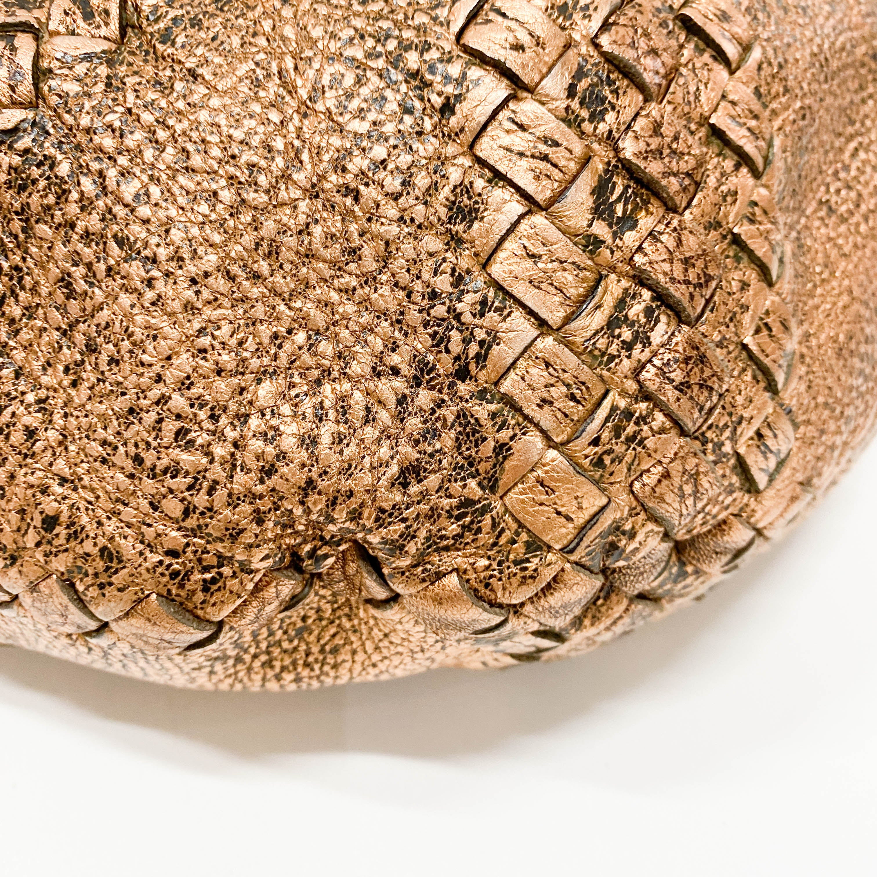 Intrecciato Metallic Bronze Leather Hobo Bag