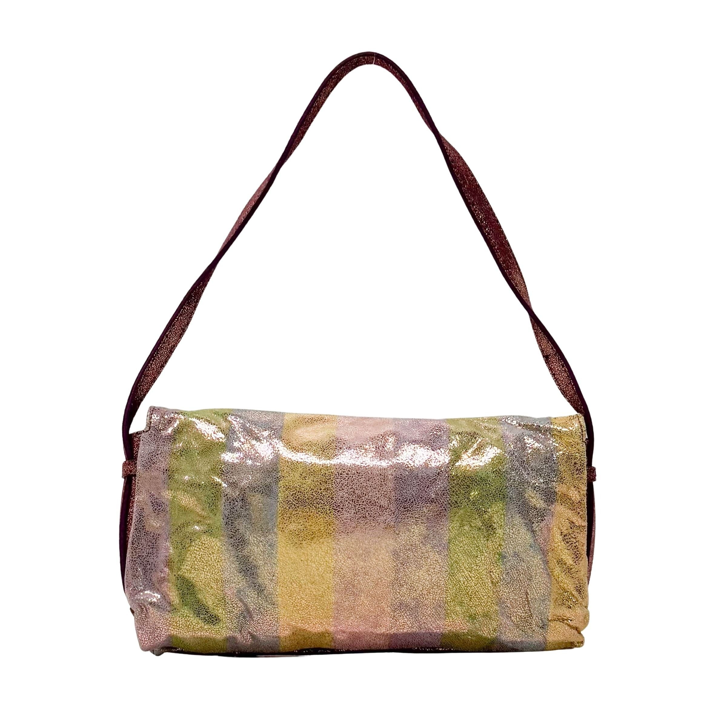 Baguette Multicolour Pequin Suede Flap Bag