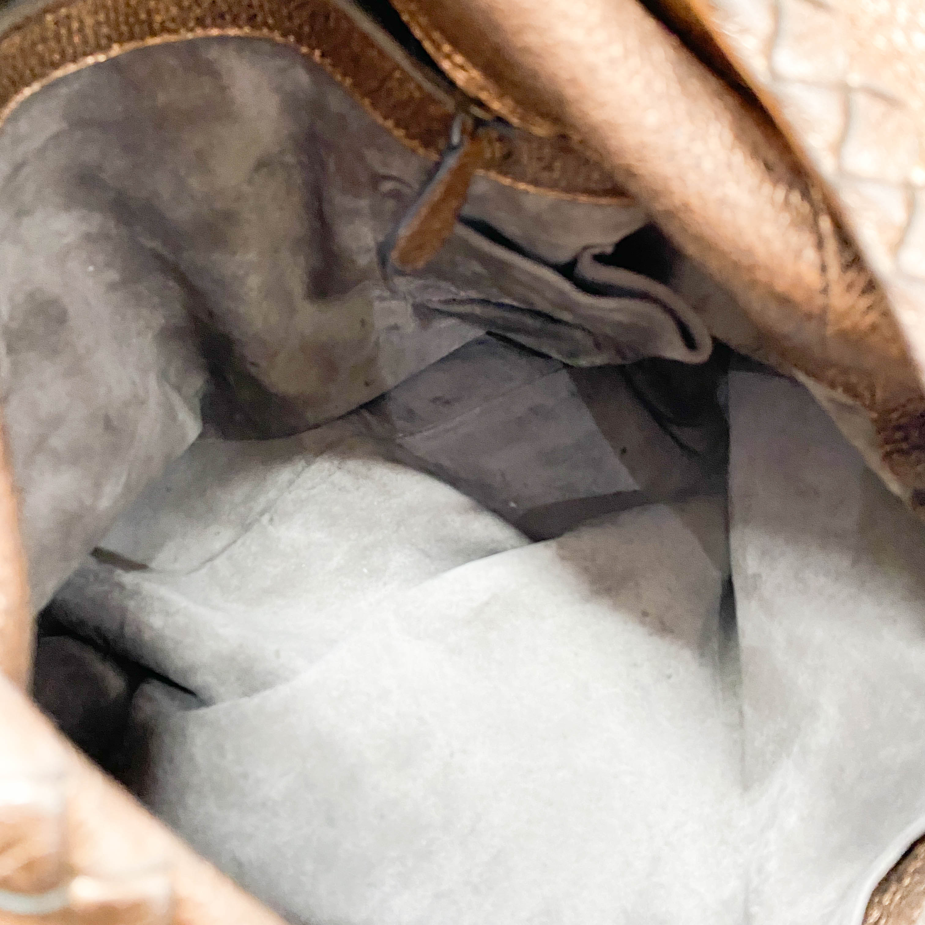 Intrecciato Metallic Bronze Leather Hobo Bag