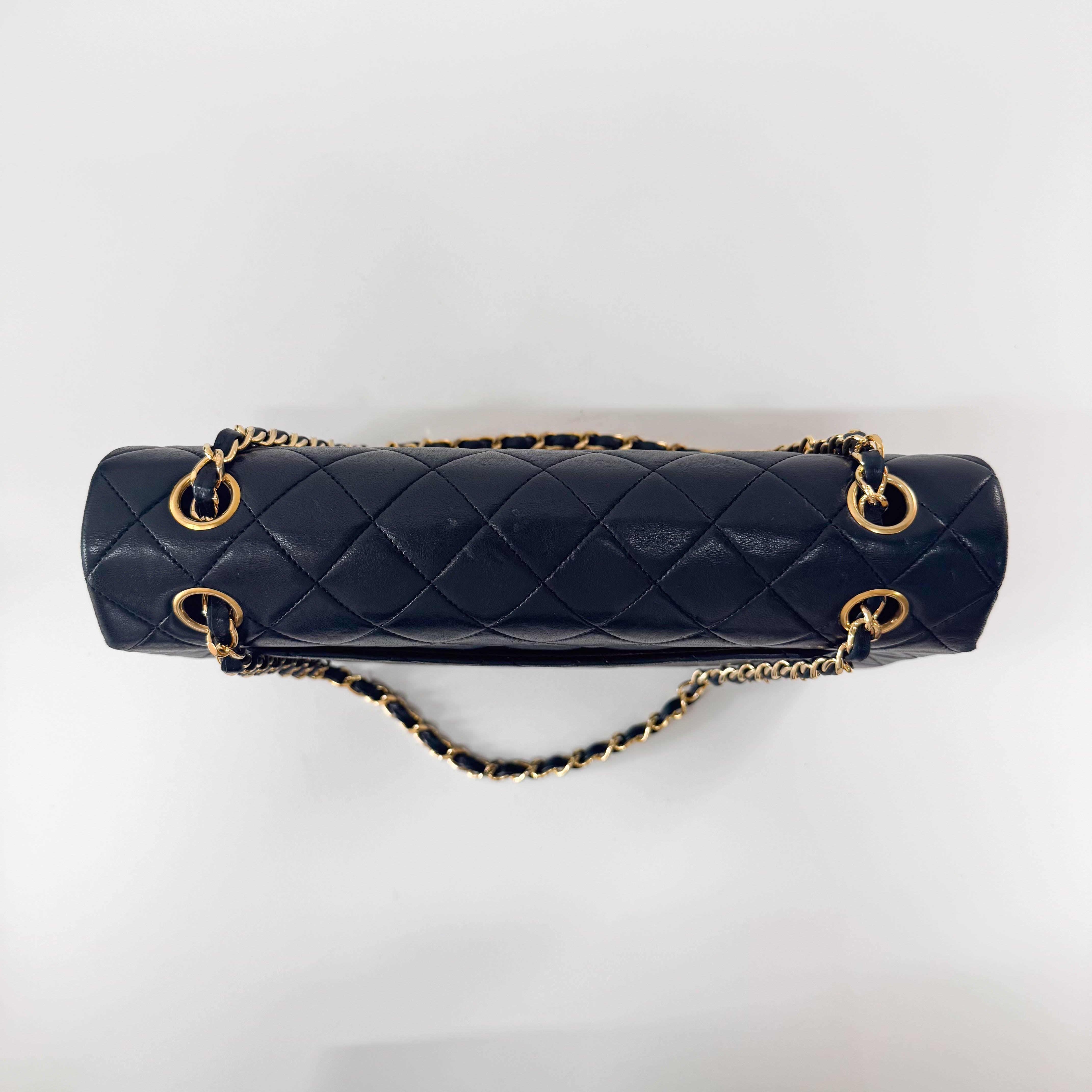 Classic Single Flap Black Quilted Lambskin Shoulder Bag