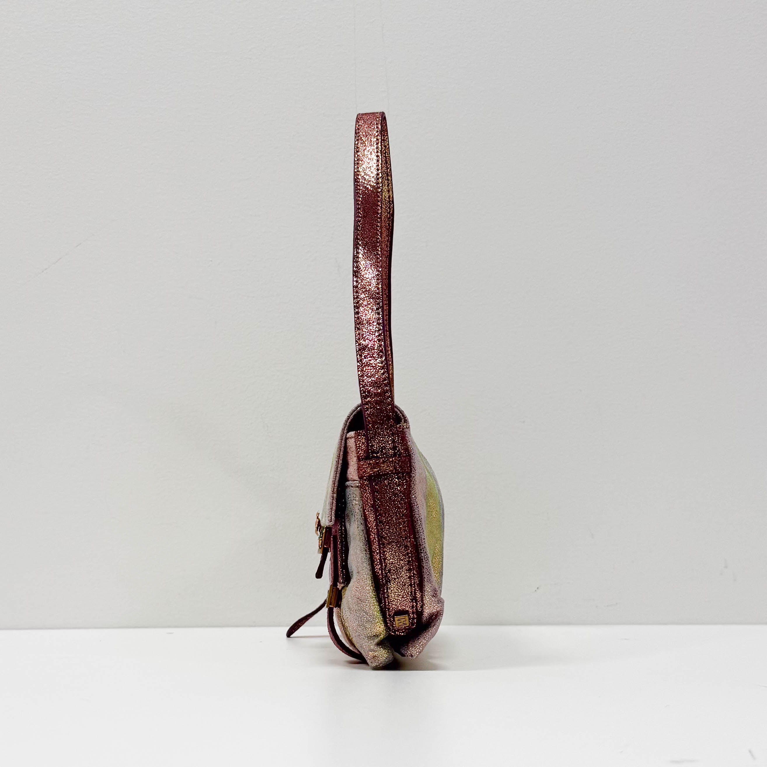 Baguette Multicolour Pequin Suede Flap Bag