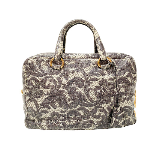 Saffiano Bauletto Grey Lace Leather Unspecified Hand Bag