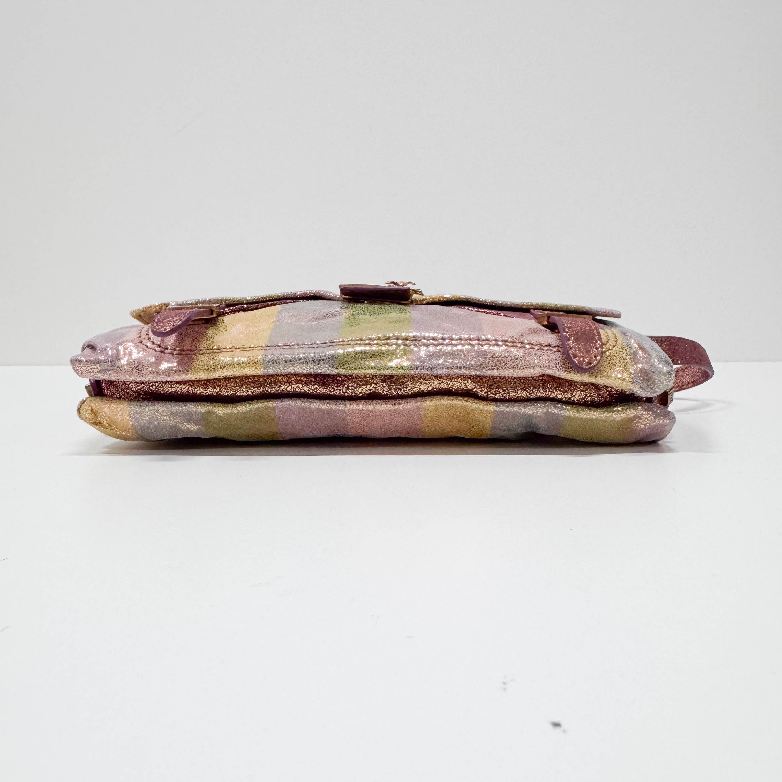 Baguette Multicolour Pequin Suede Flap Bag