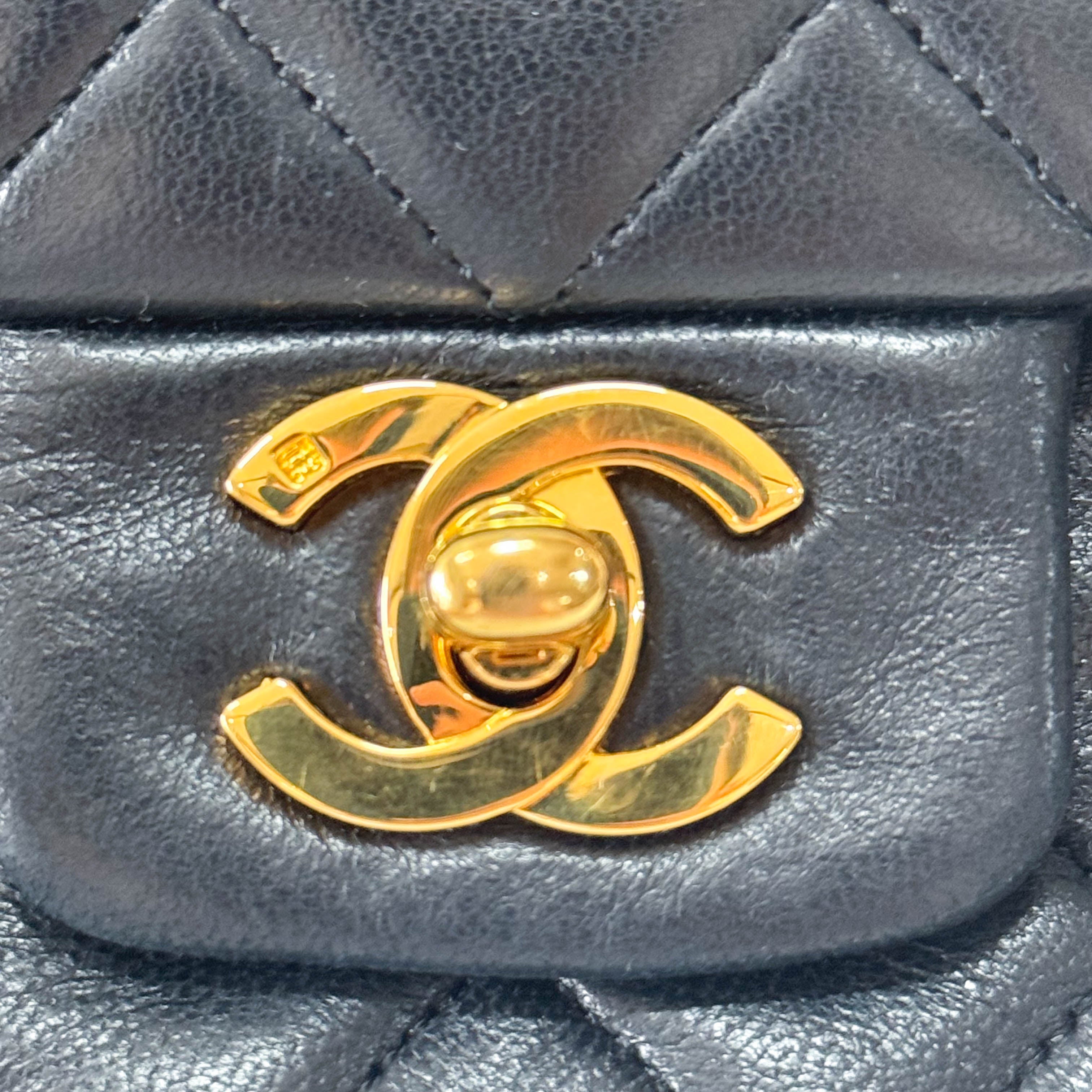 Classic Single Flap Black Quilted Lambskin Shoulder Bag