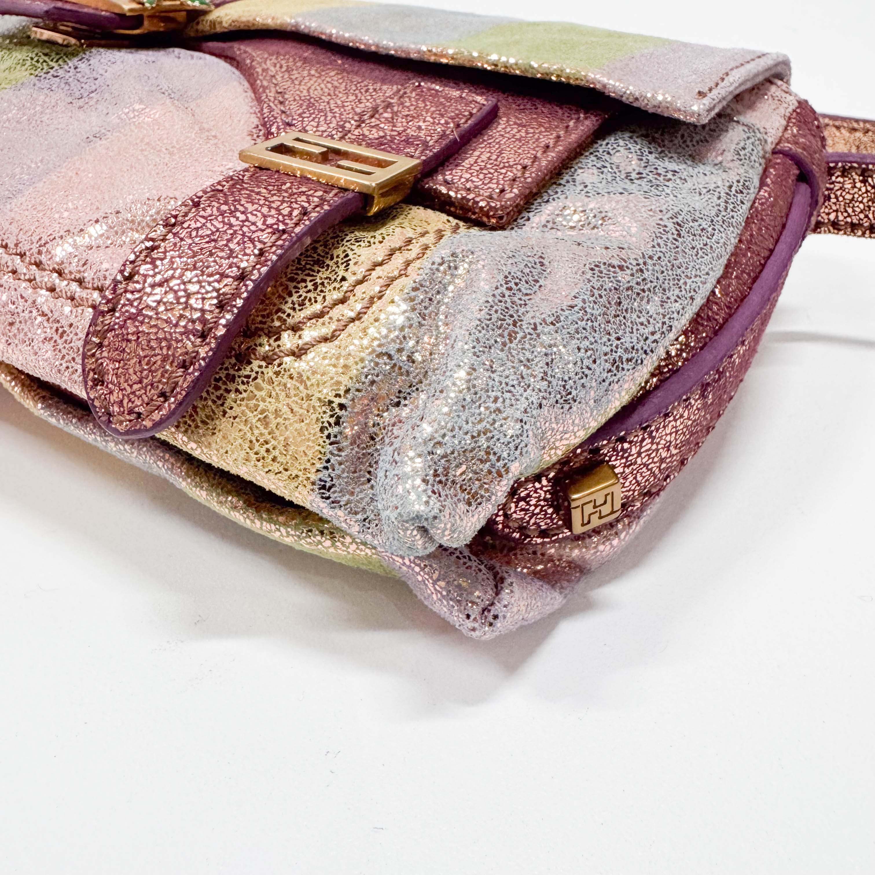 Baguette Multicolour Pequin Suede Flap Bag