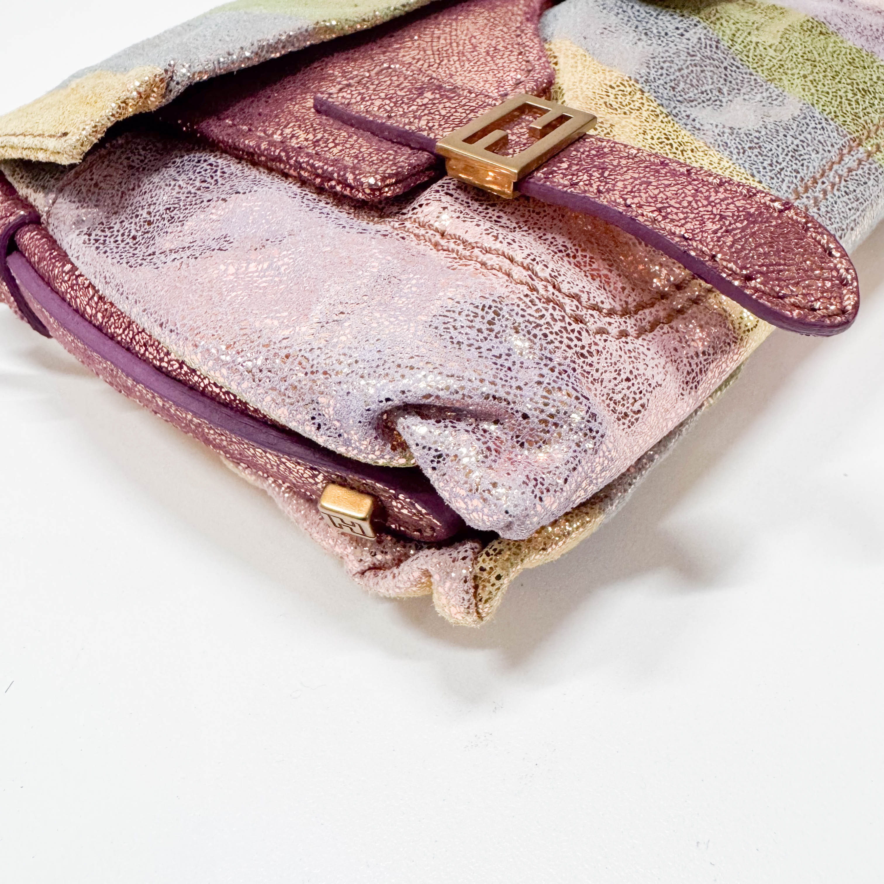 Baguette Multicolour Pequin Suede Flap Bag