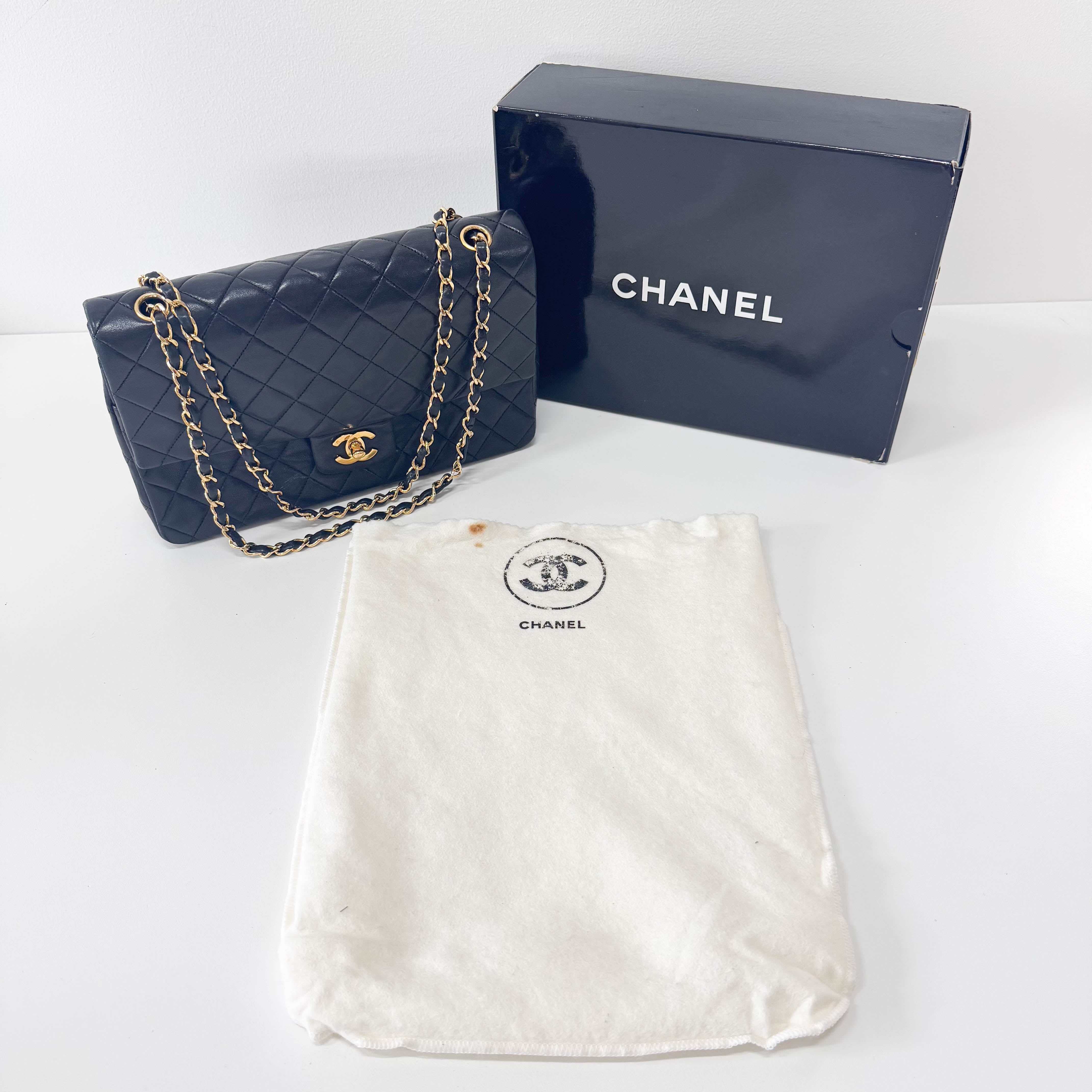 Classic Single Flap Black Quilted Lambskin Shoulder Bag