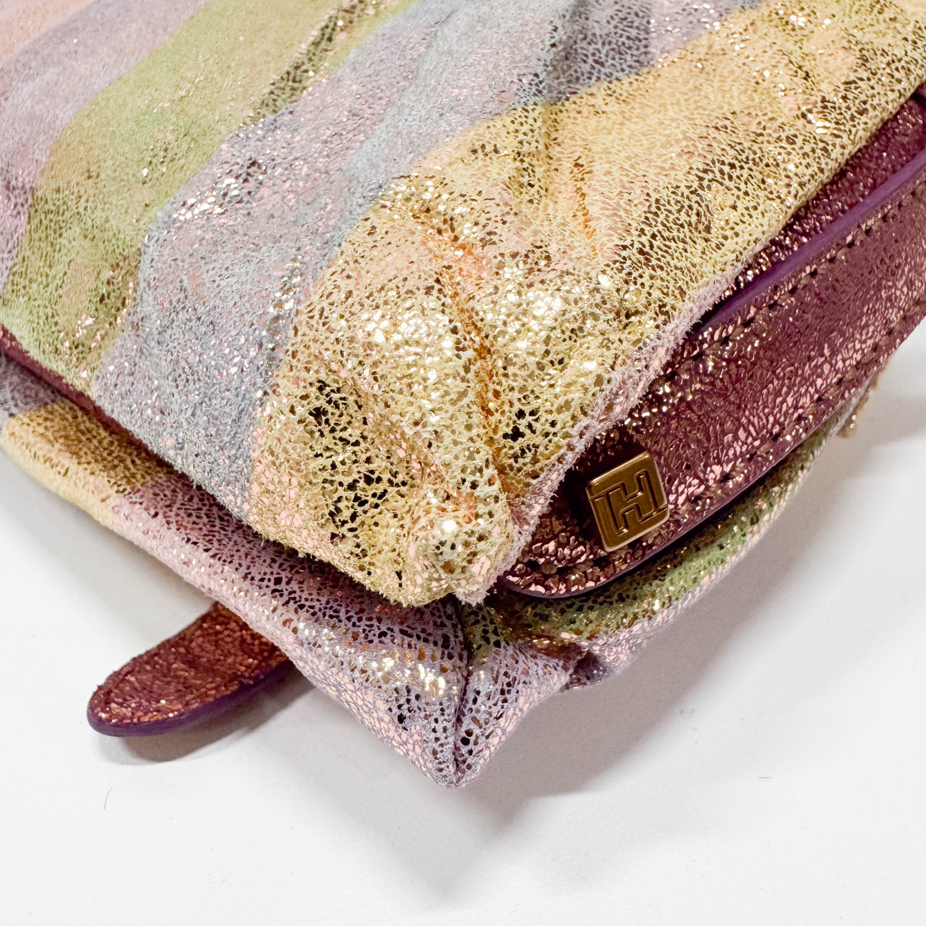 Baguette Multicolour Pequin Suede Flap Bag