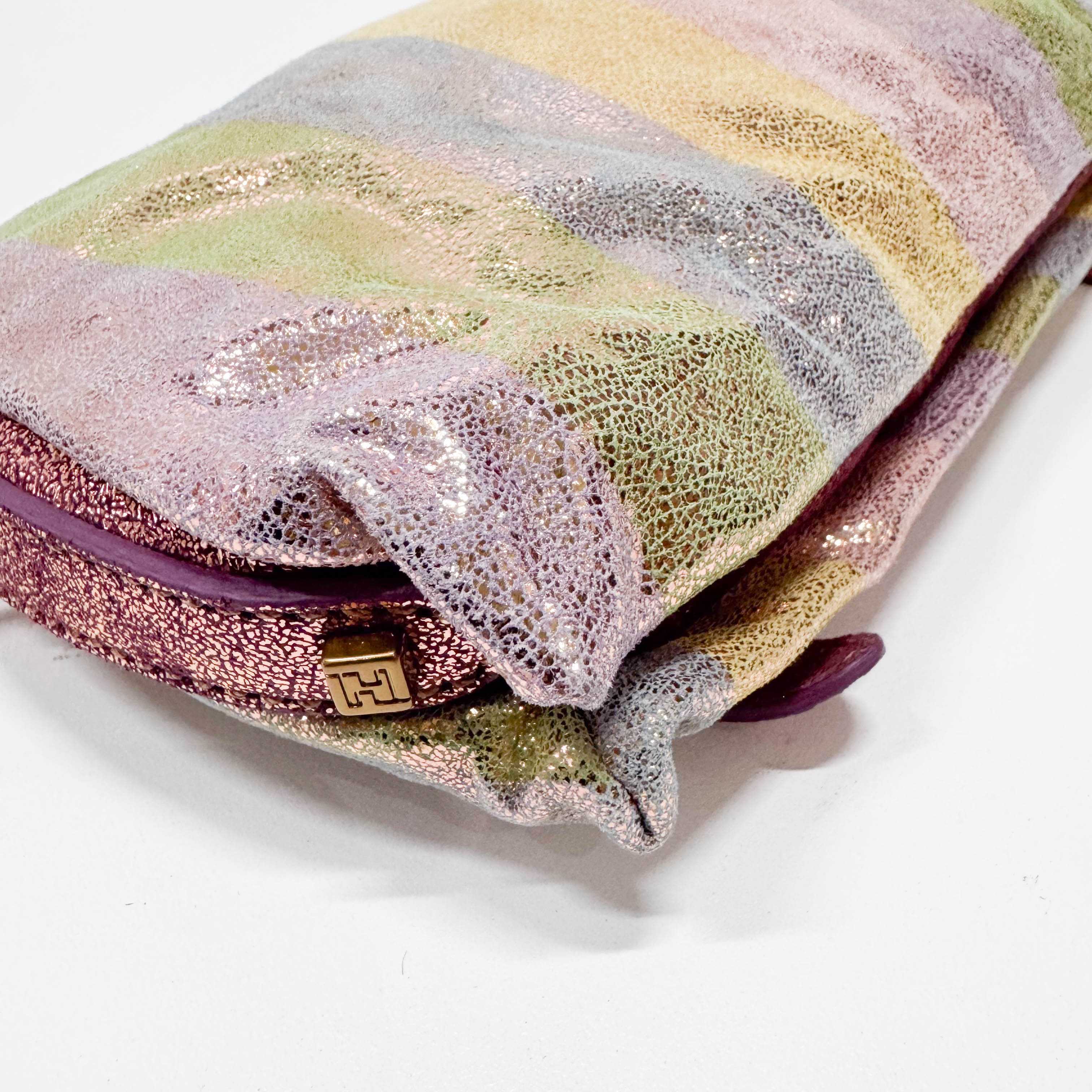 Baguette Multicolour Pequin Suede Flap Bag