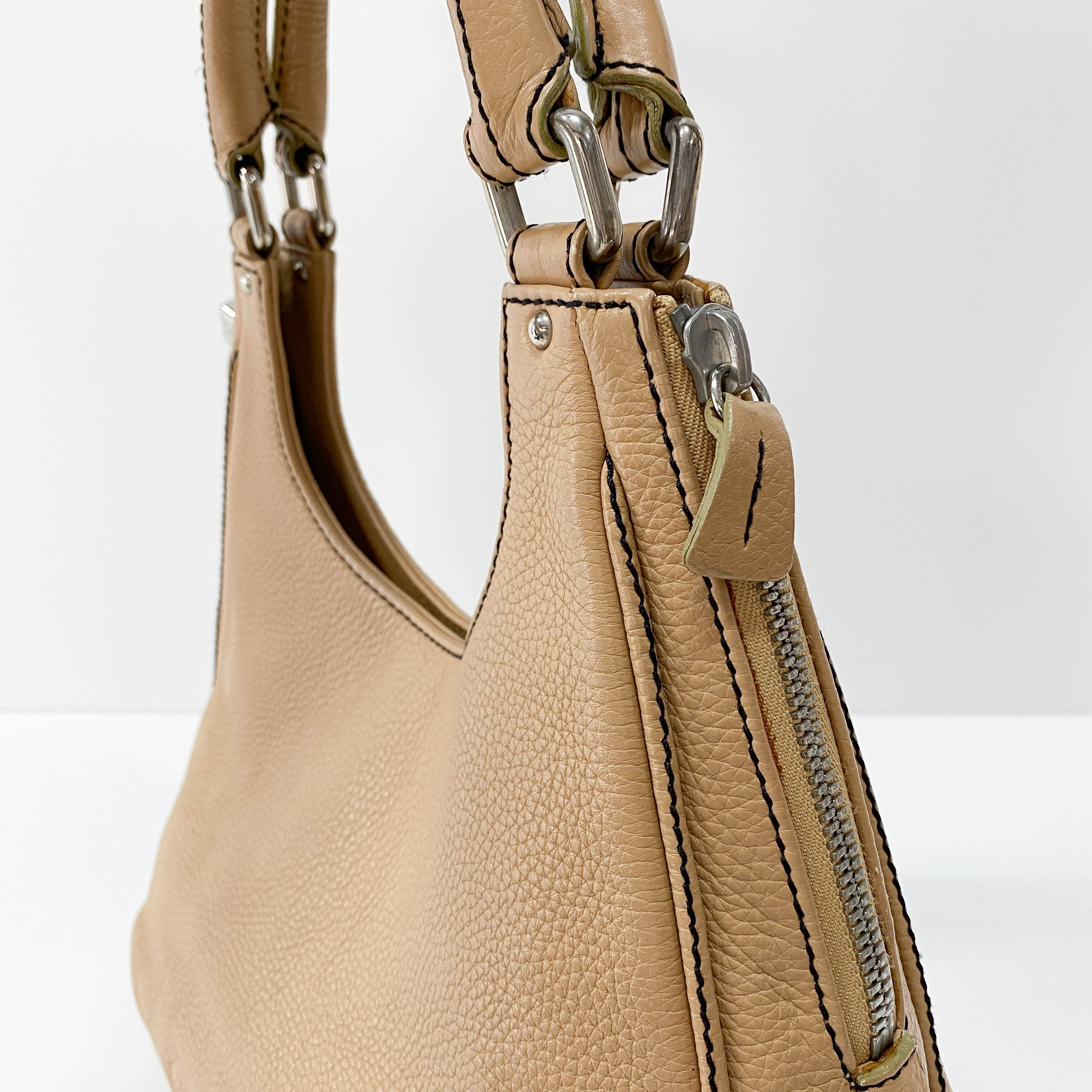 Brown Embossed Leather Hoho Shoulder Bag