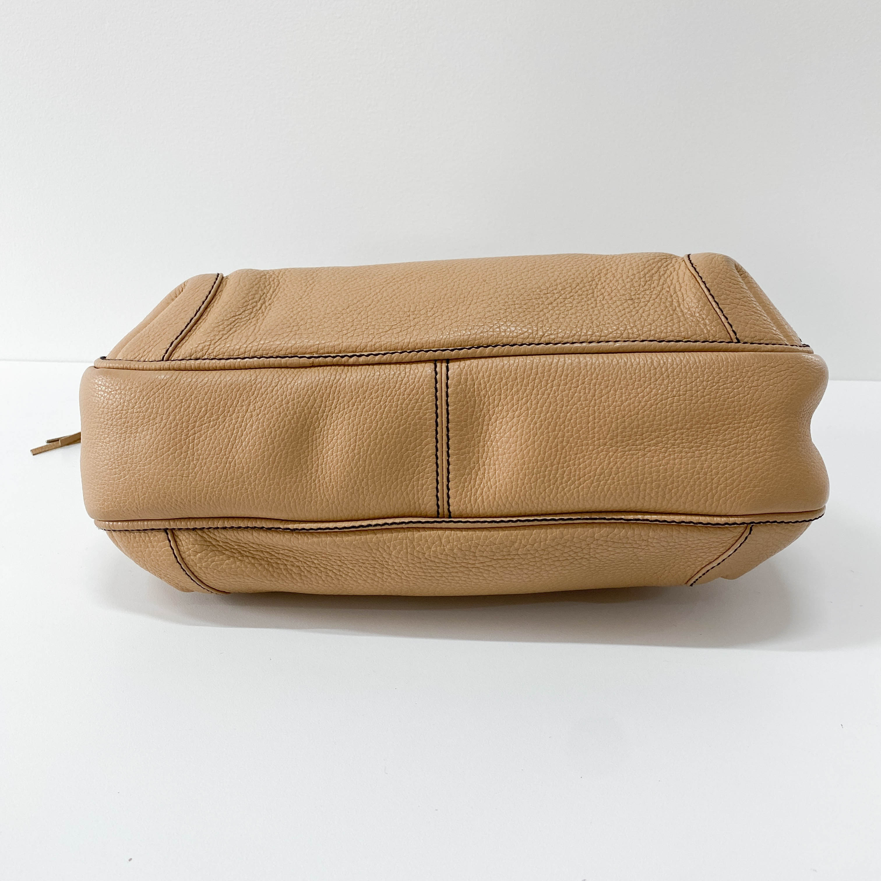 Brown Embossed Leather Hoho Shoulder Bag