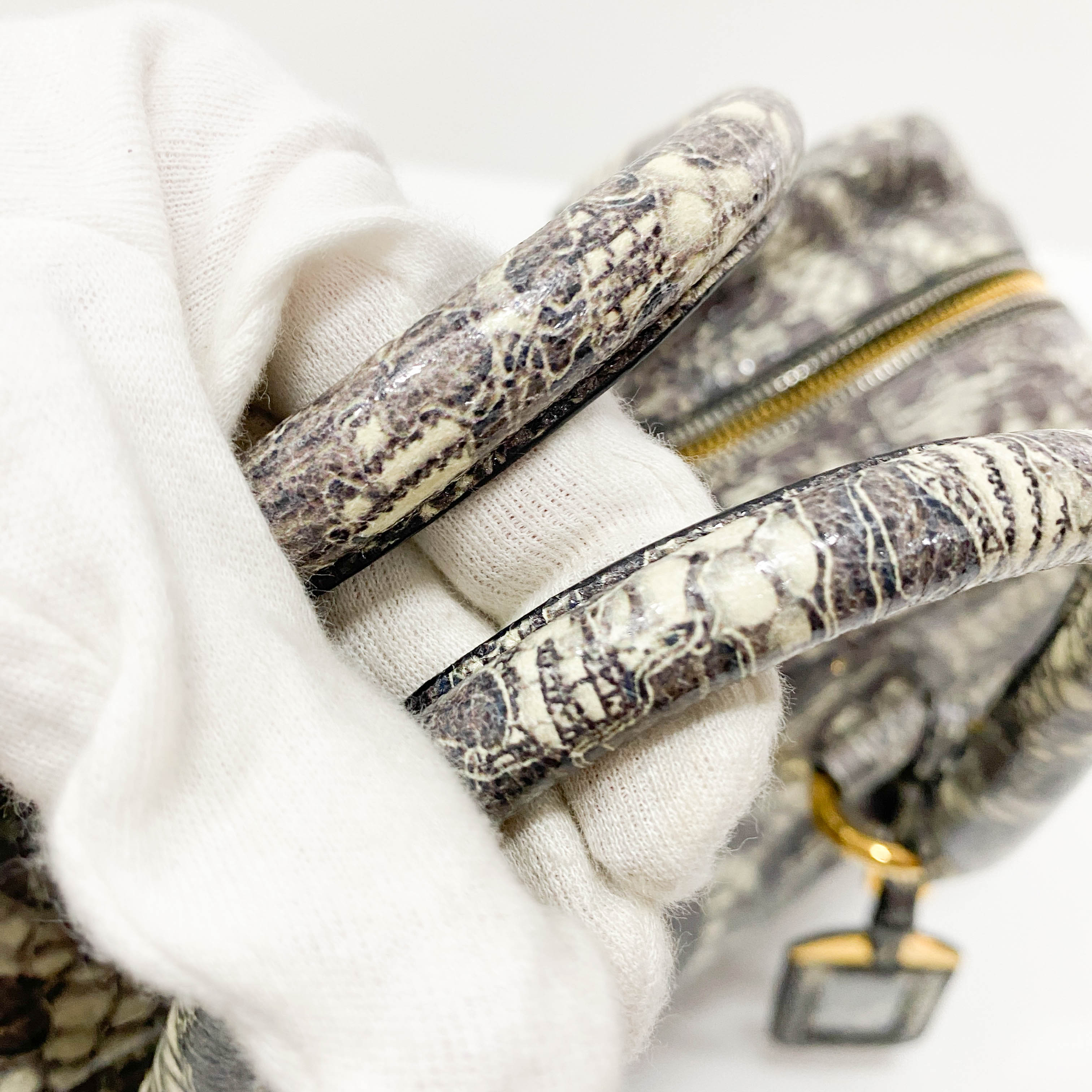 Saffiano Bauletto Grey Lace Leather Unspecified Hand Bag