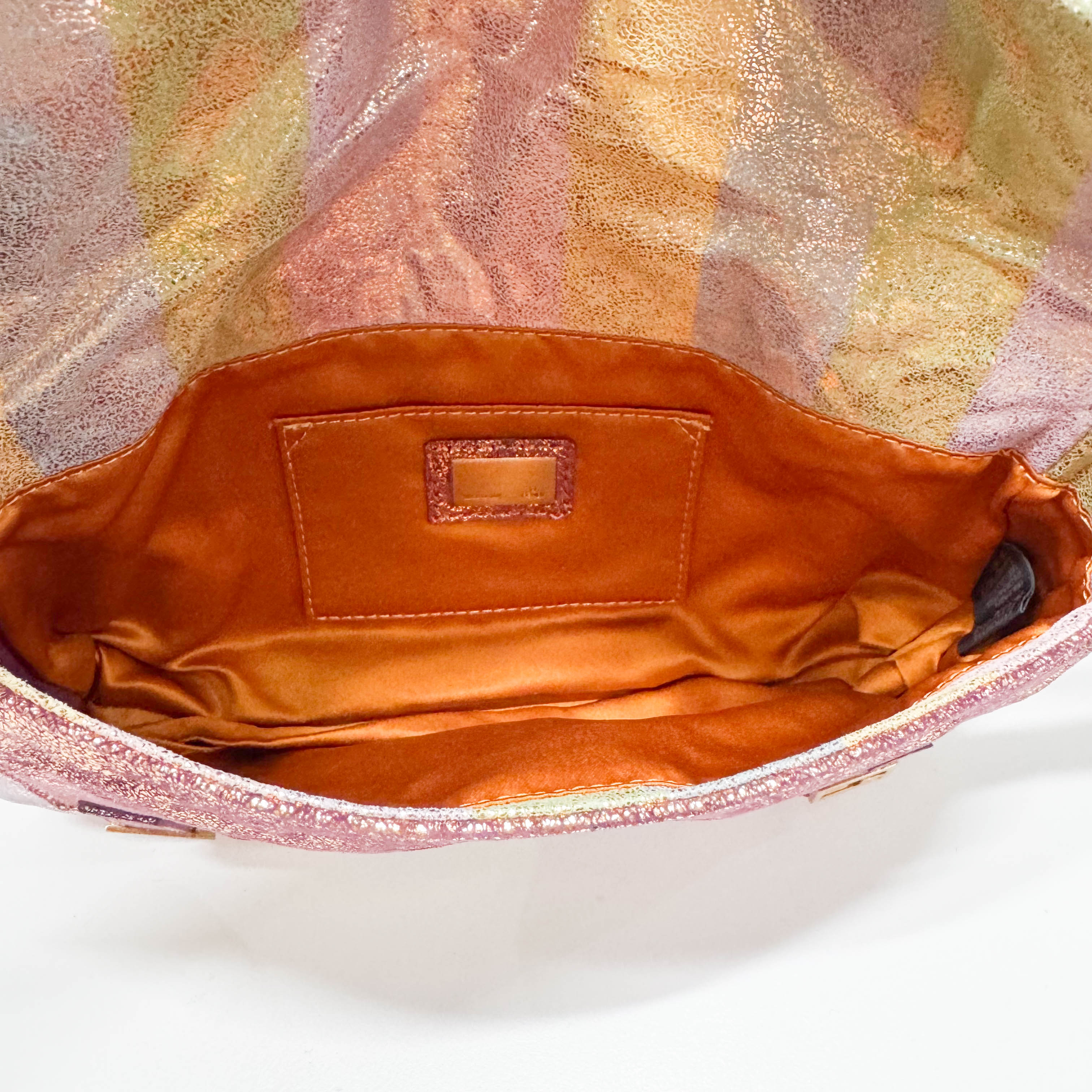Baguette Multicolour Pequin Suede Flap Bag