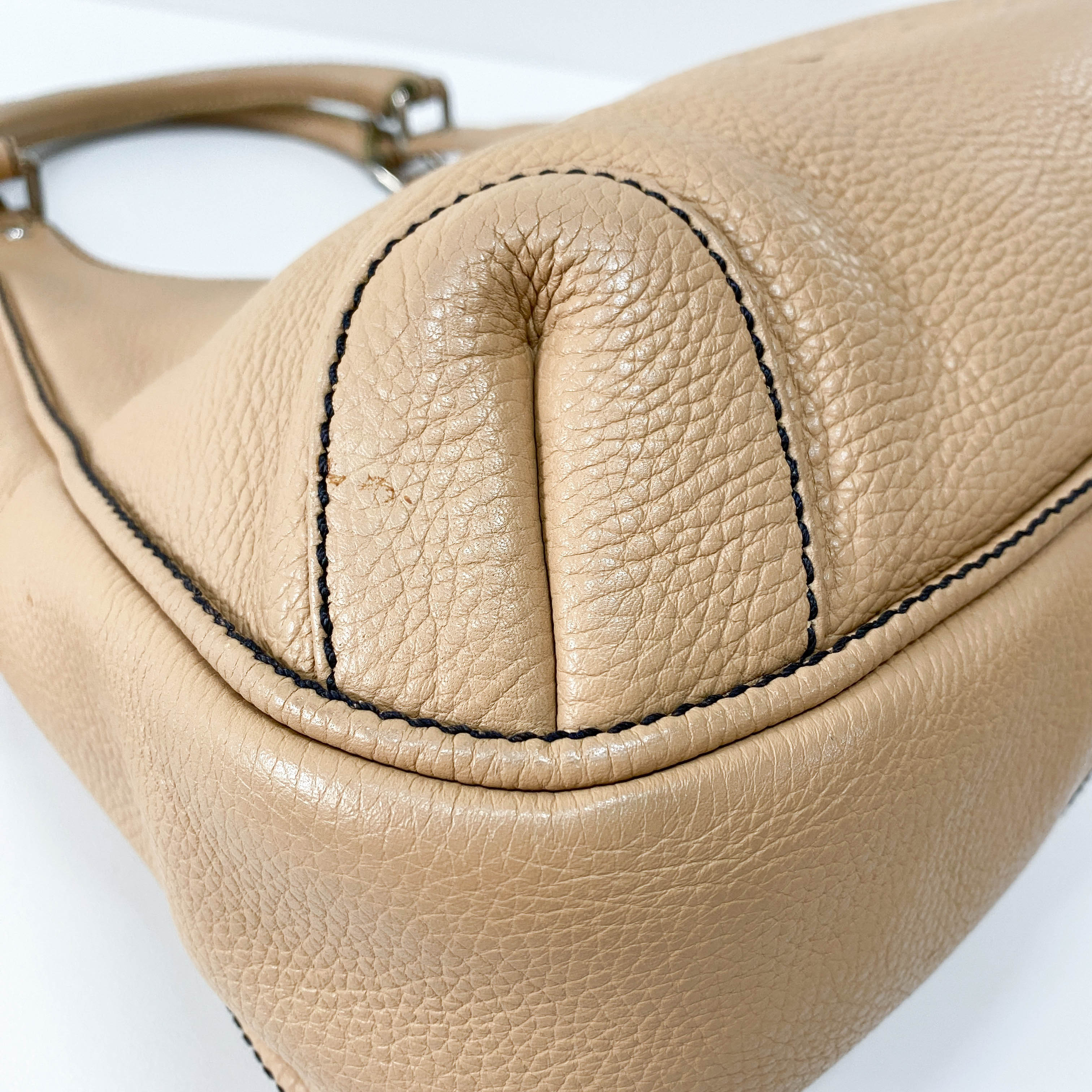 Brown Embossed Leather Hoho Shoulder Bag