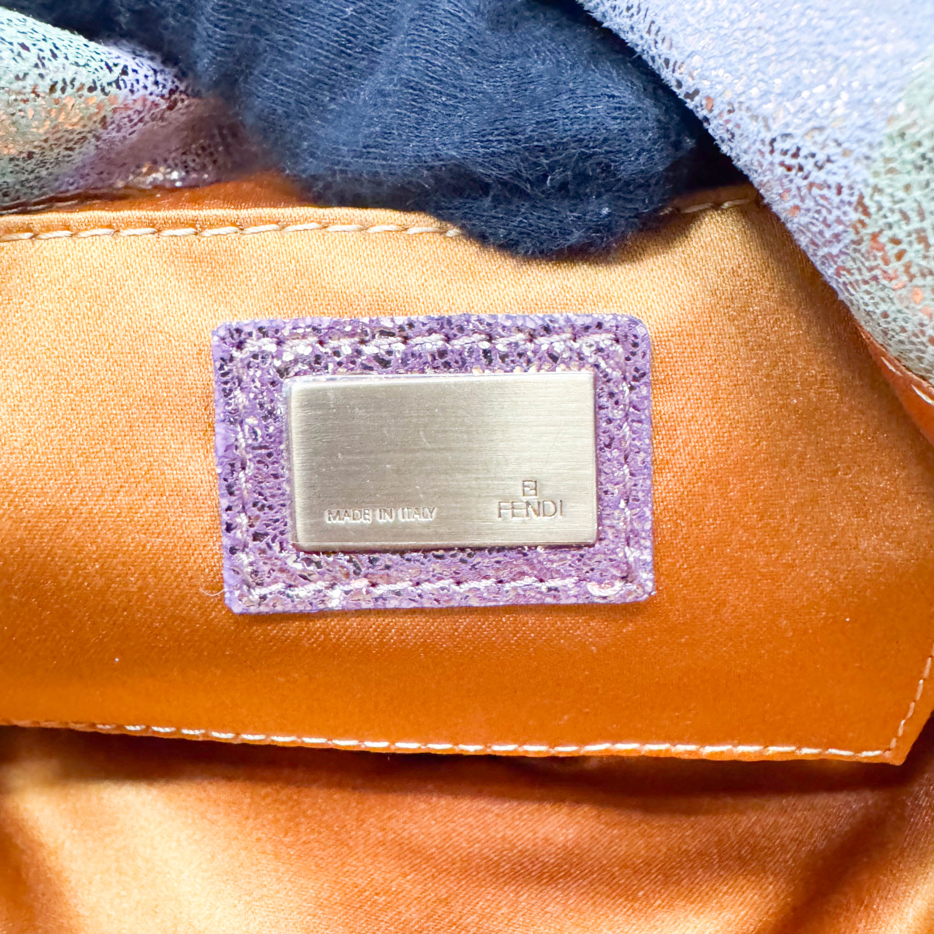 Baguette Multicolour Pequin Suede Flap Bag