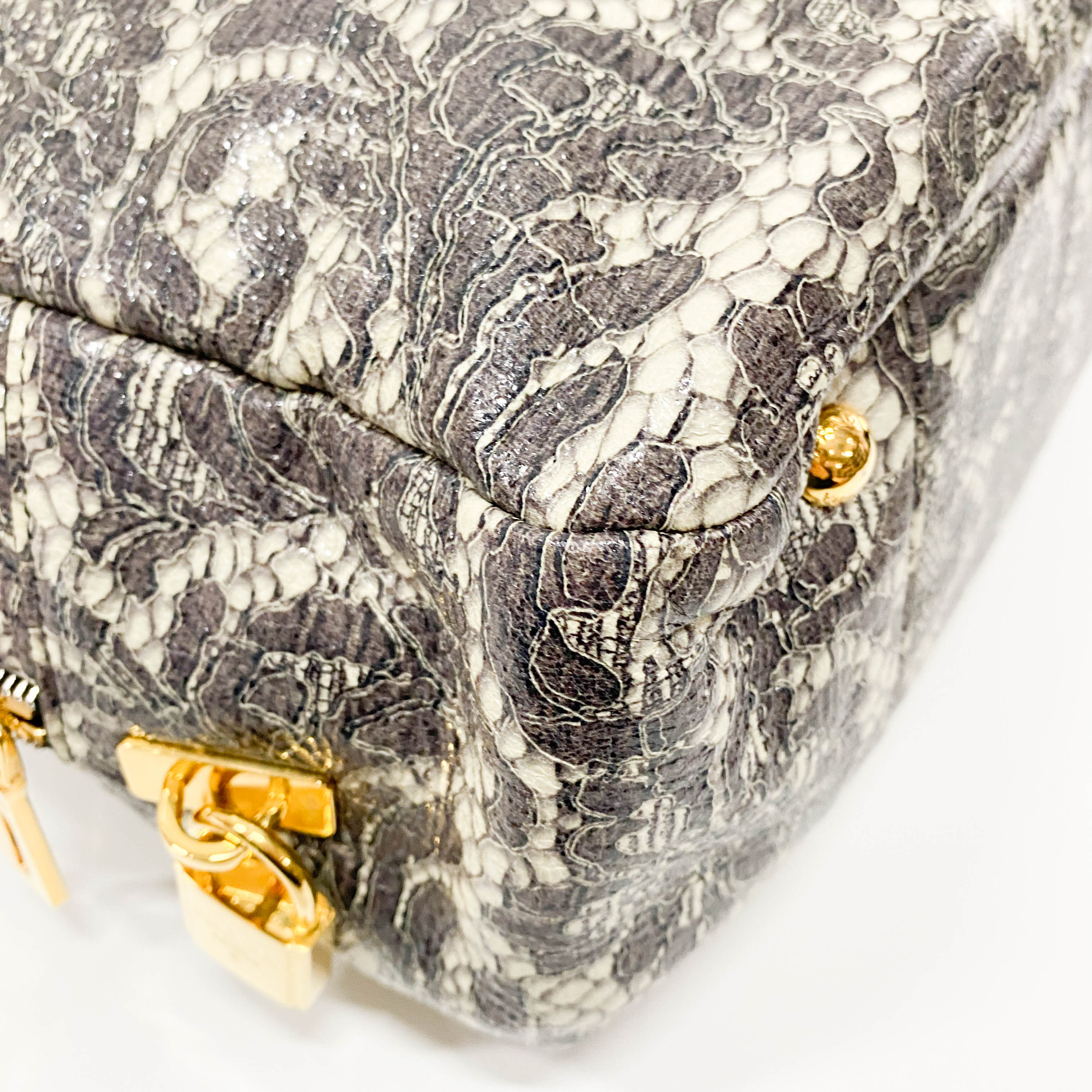 Saffiano Bauletto Grey Lace Leather Unspecified Hand Bag