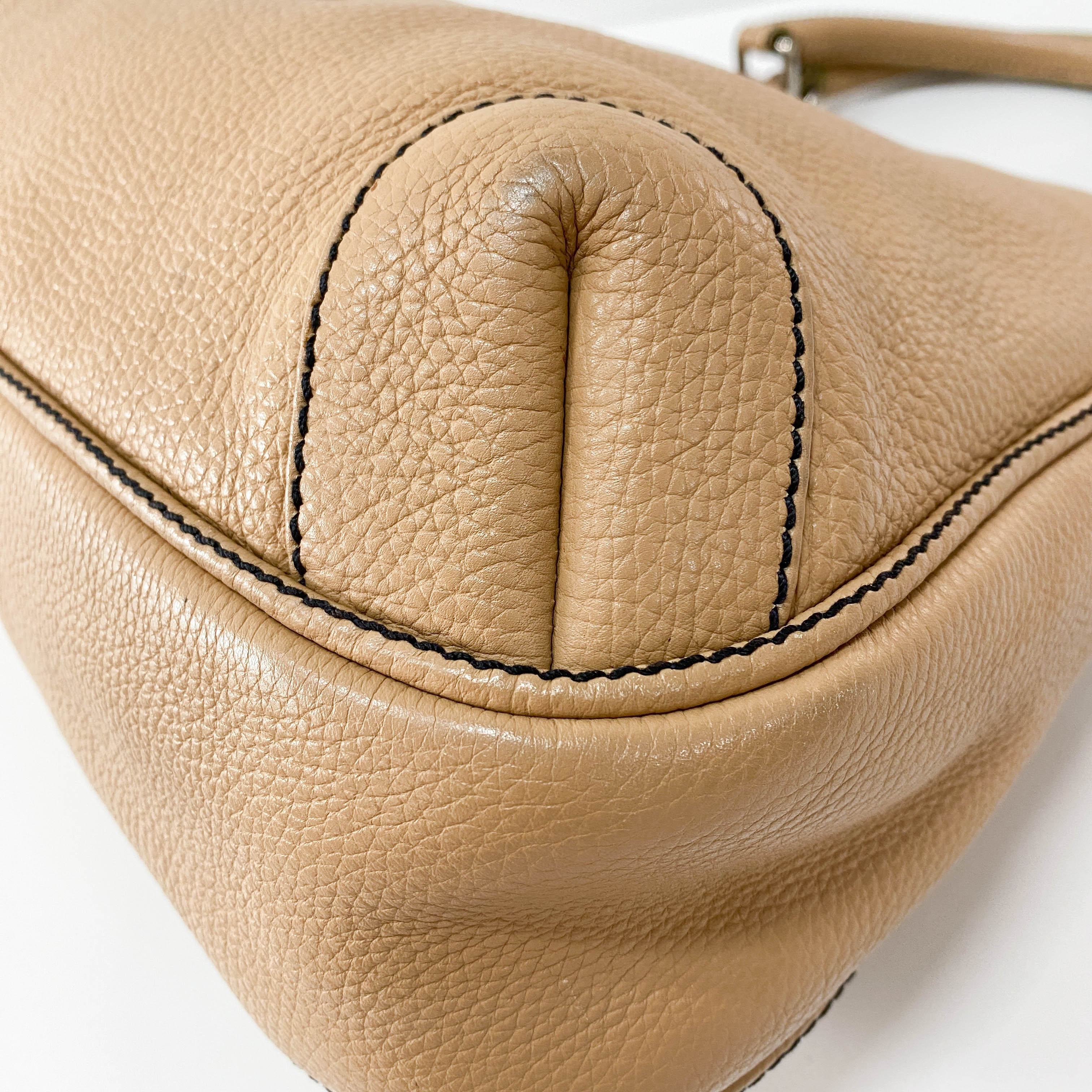 Brown Embossed Leather Hoho Shoulder Bag