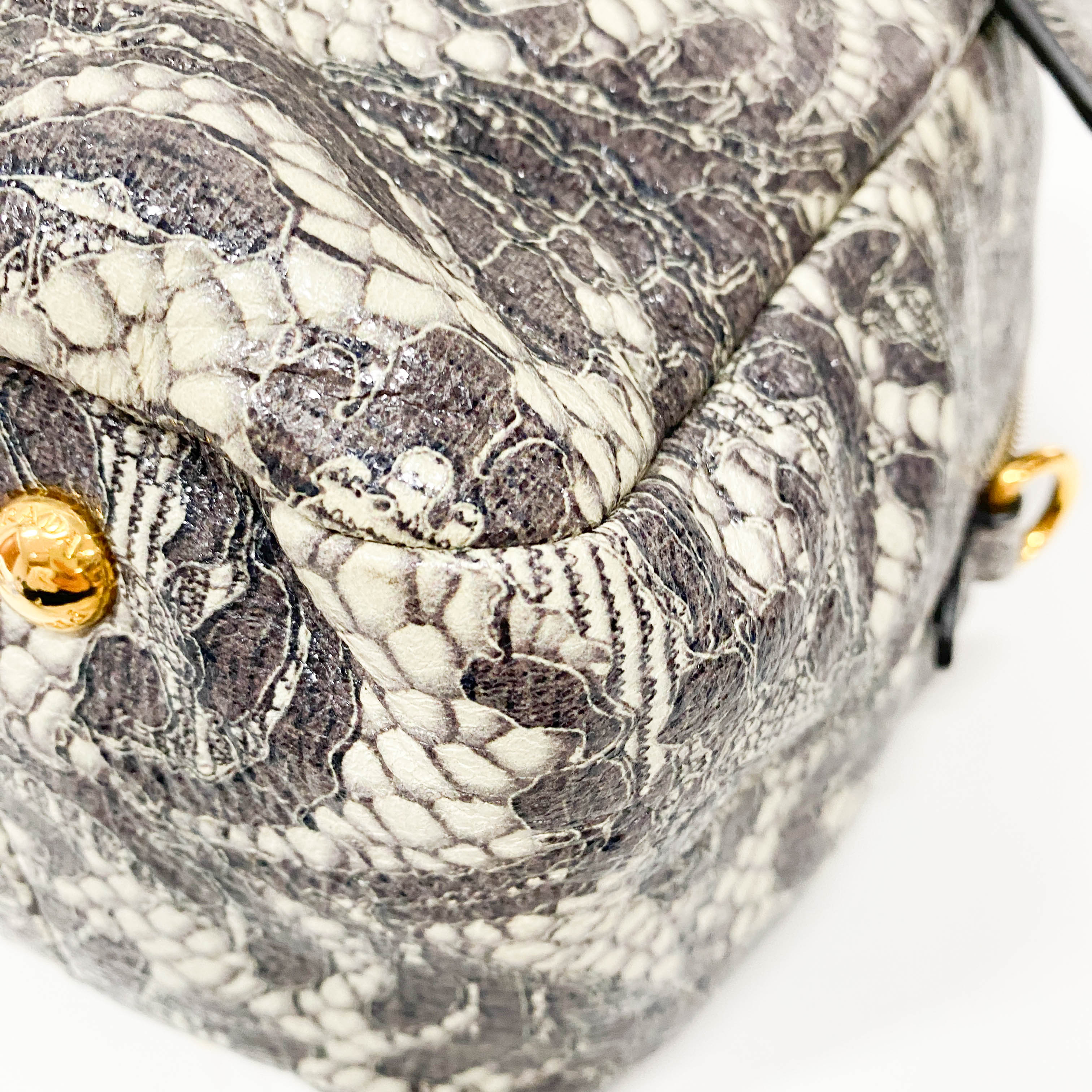 Saffiano Bauletto Grey Lace Leather Unspecified Hand Bag