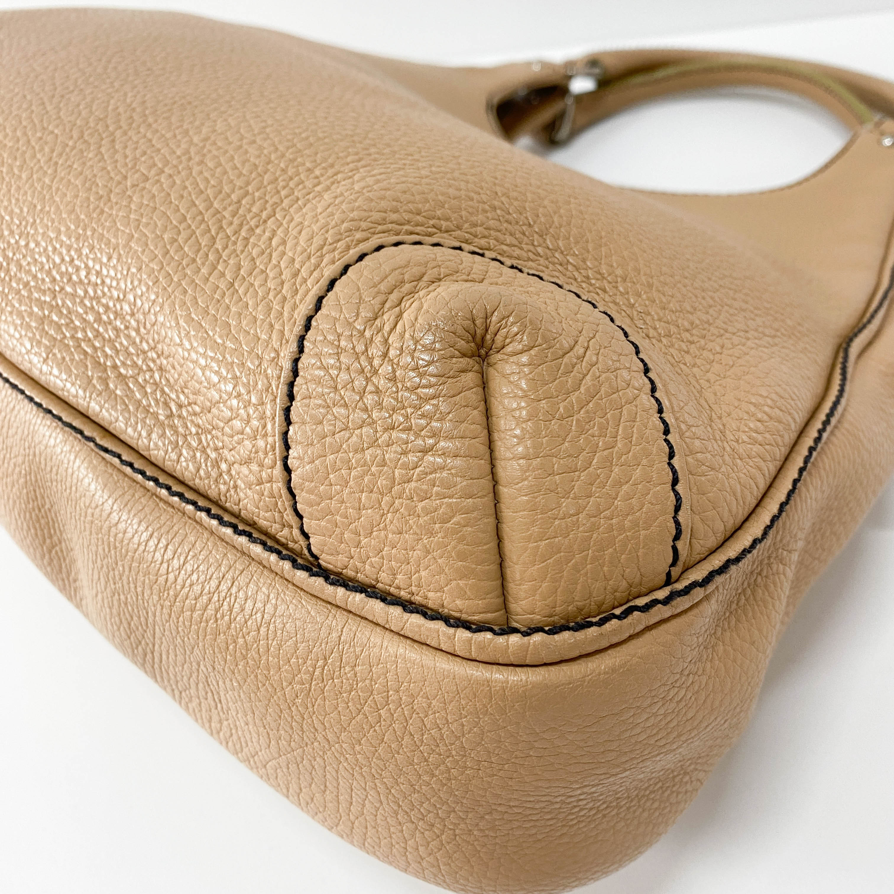 Brown Embossed Leather Hoho Shoulder Bag