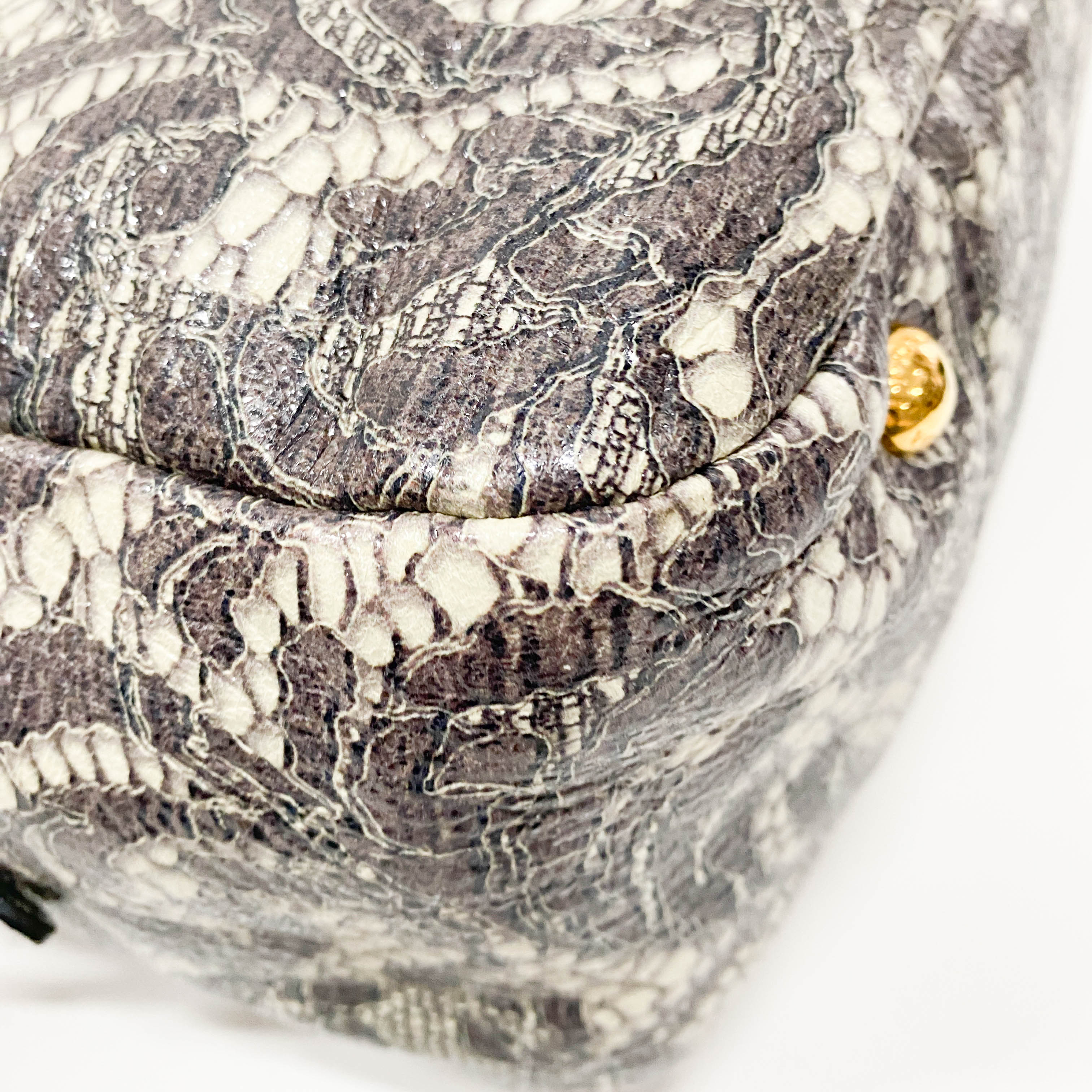 Saffiano Bauletto Grey Lace Leather Unspecified Hand Bag