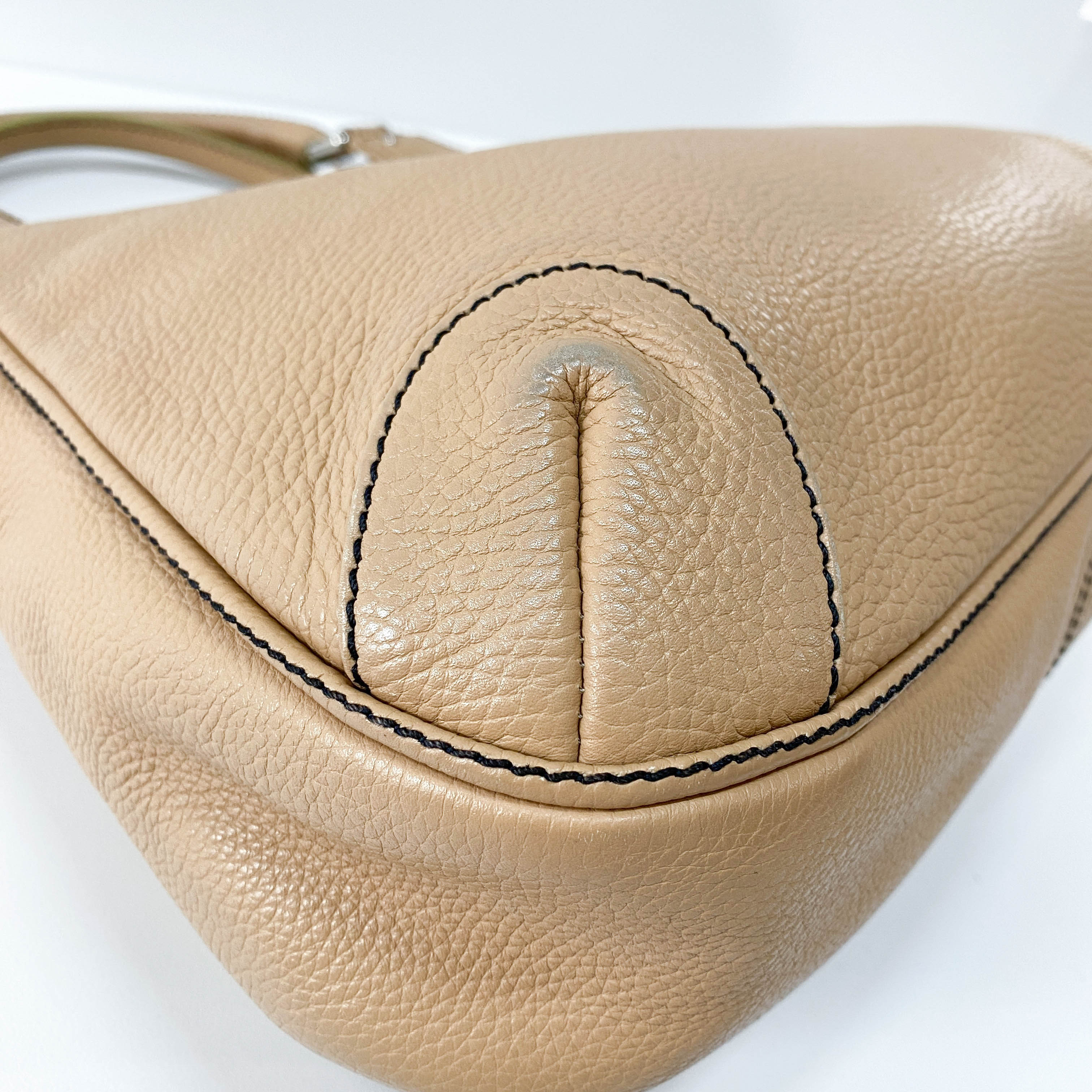 Brown Embossed Leather Hoho Shoulder Bag
