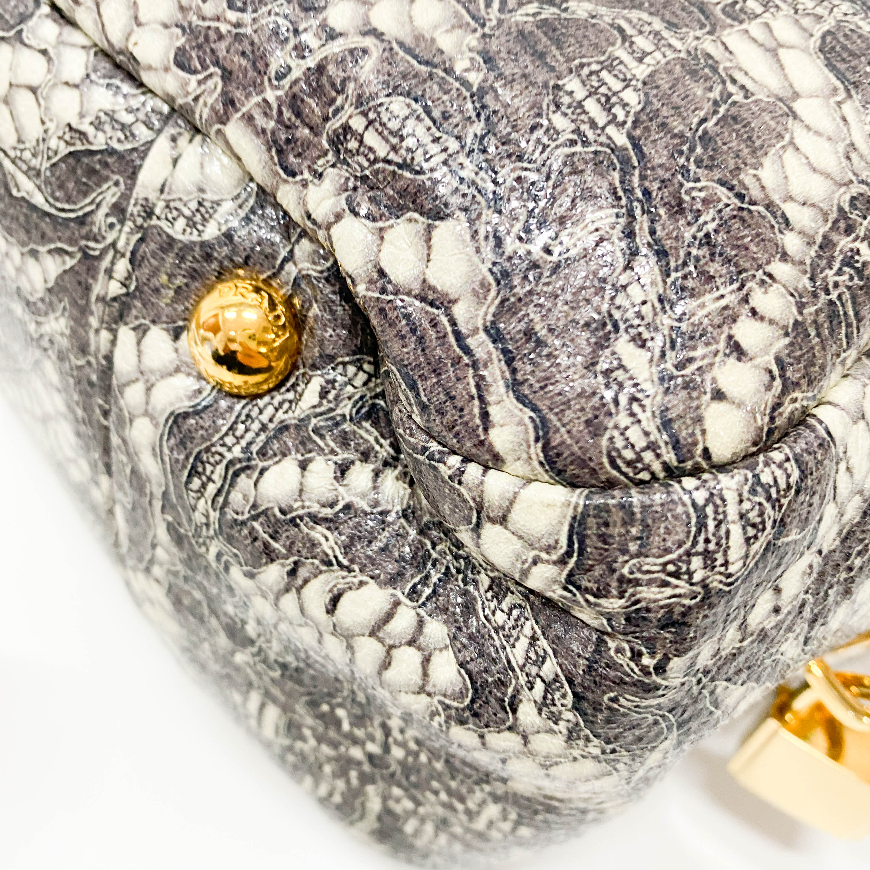 Saffiano Bauletto Grey Lace Leather Unspecified Hand Bag