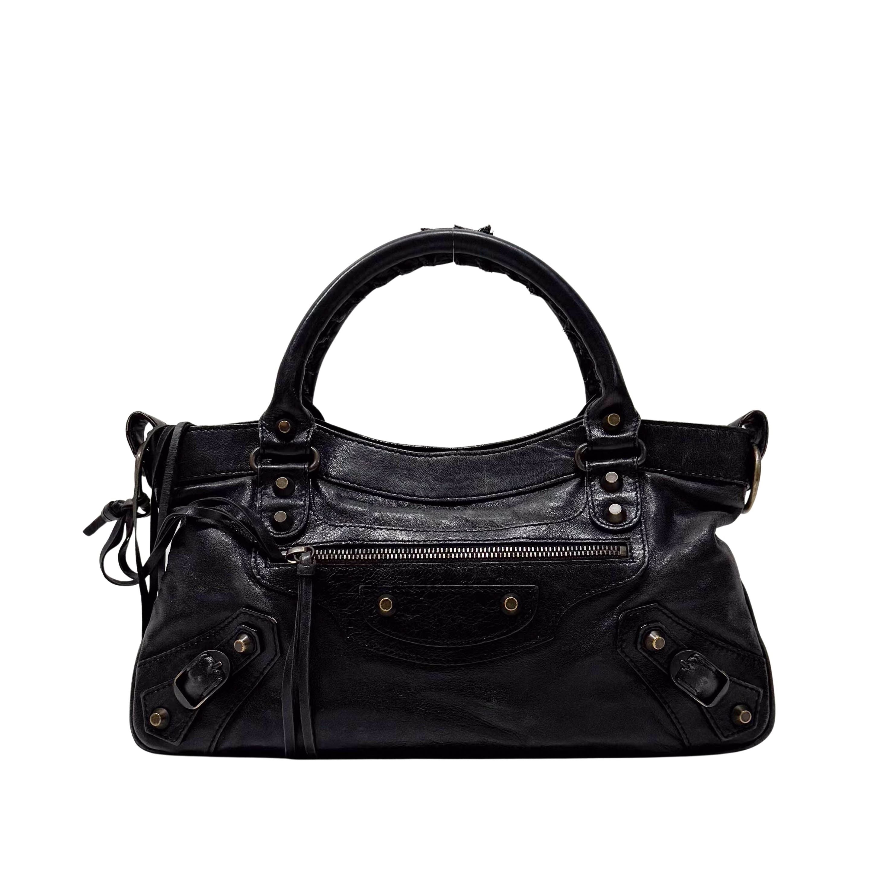 The First Black Calfskin Leather Handlebag