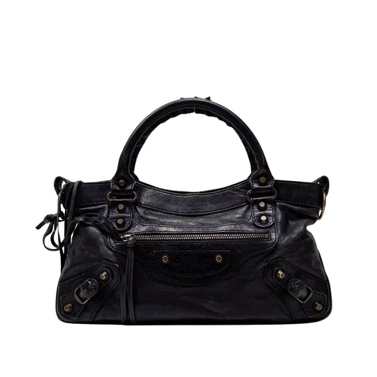 The First Black Calfskin Leather Handlebag