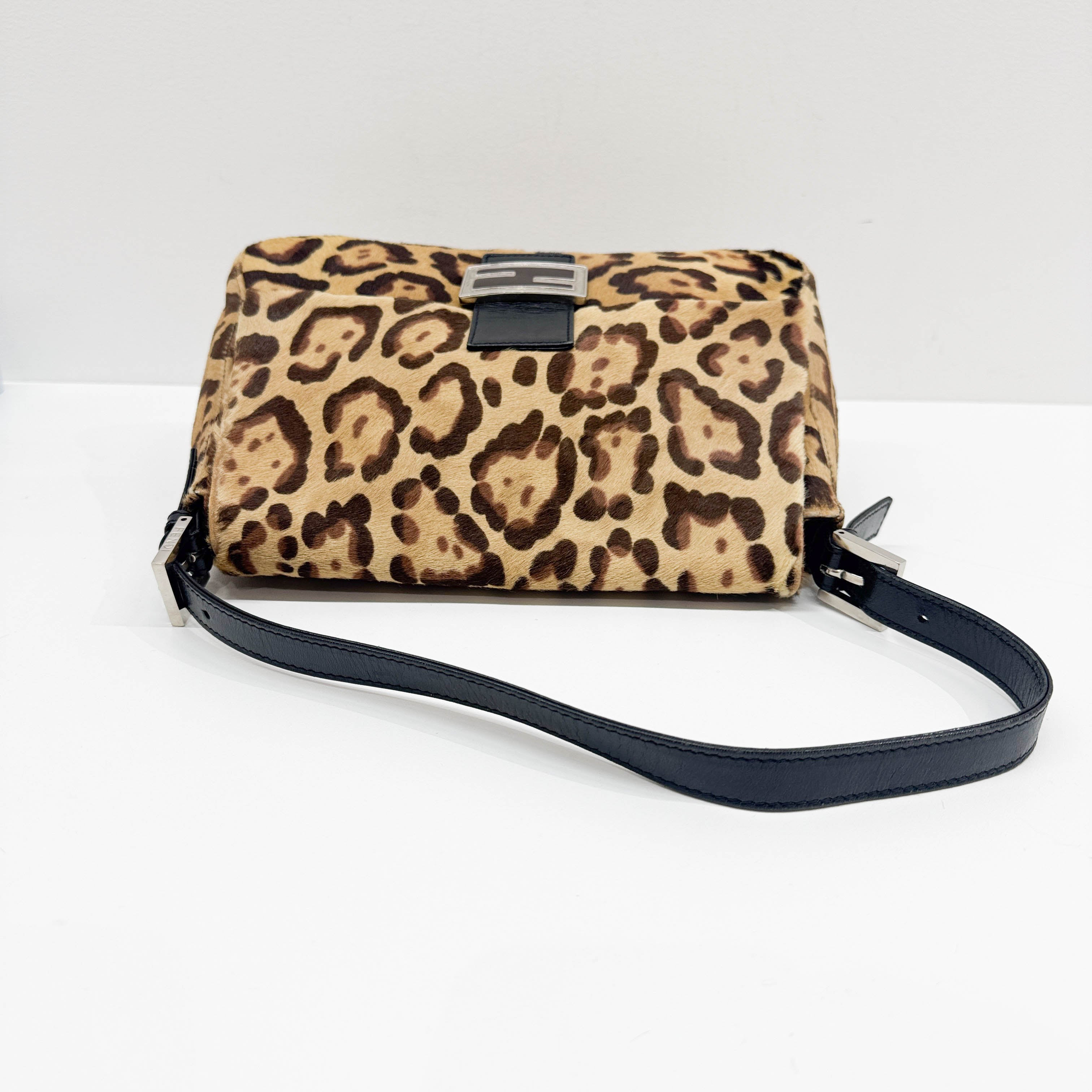 Mamma Baguette Brown Leopard Print Pony Hair Shoulder Bag