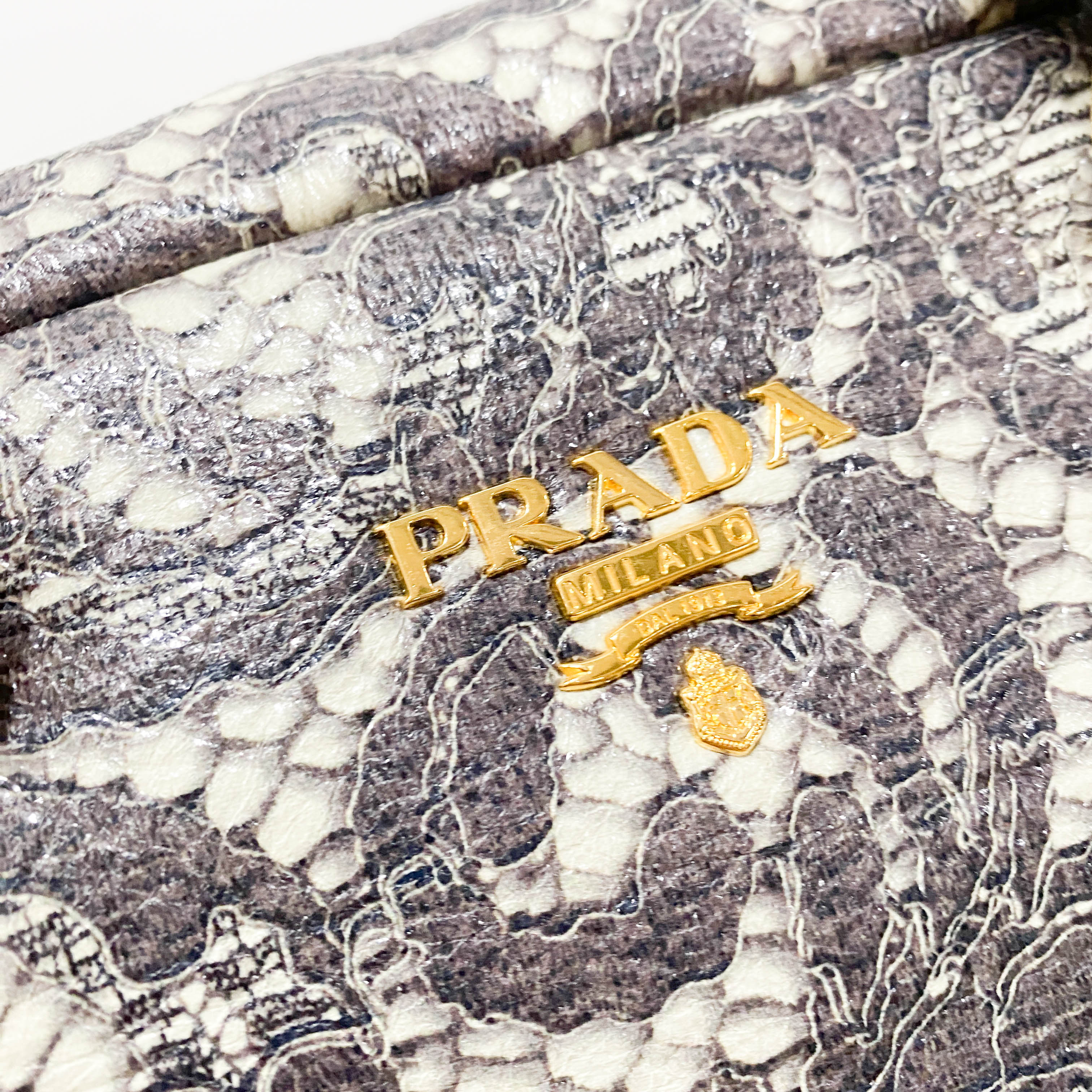 Saffiano Bauletto Grey Lace Leather Unspecified Hand Bag