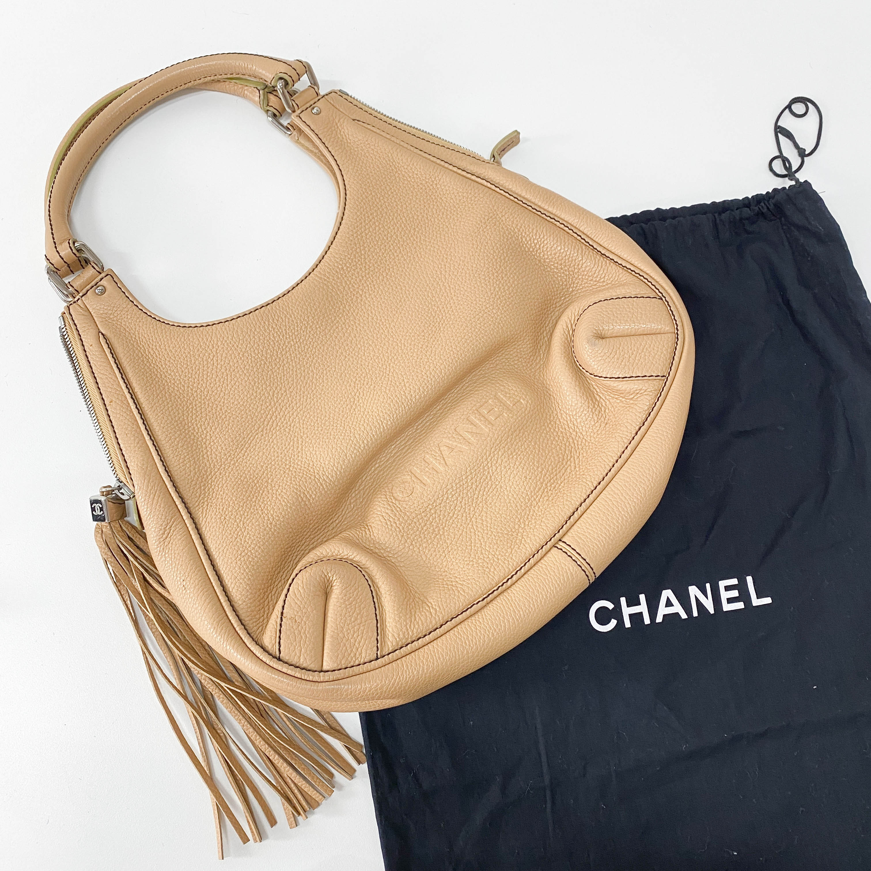 Brown Embossed Leather Hoho Shoulder Bag