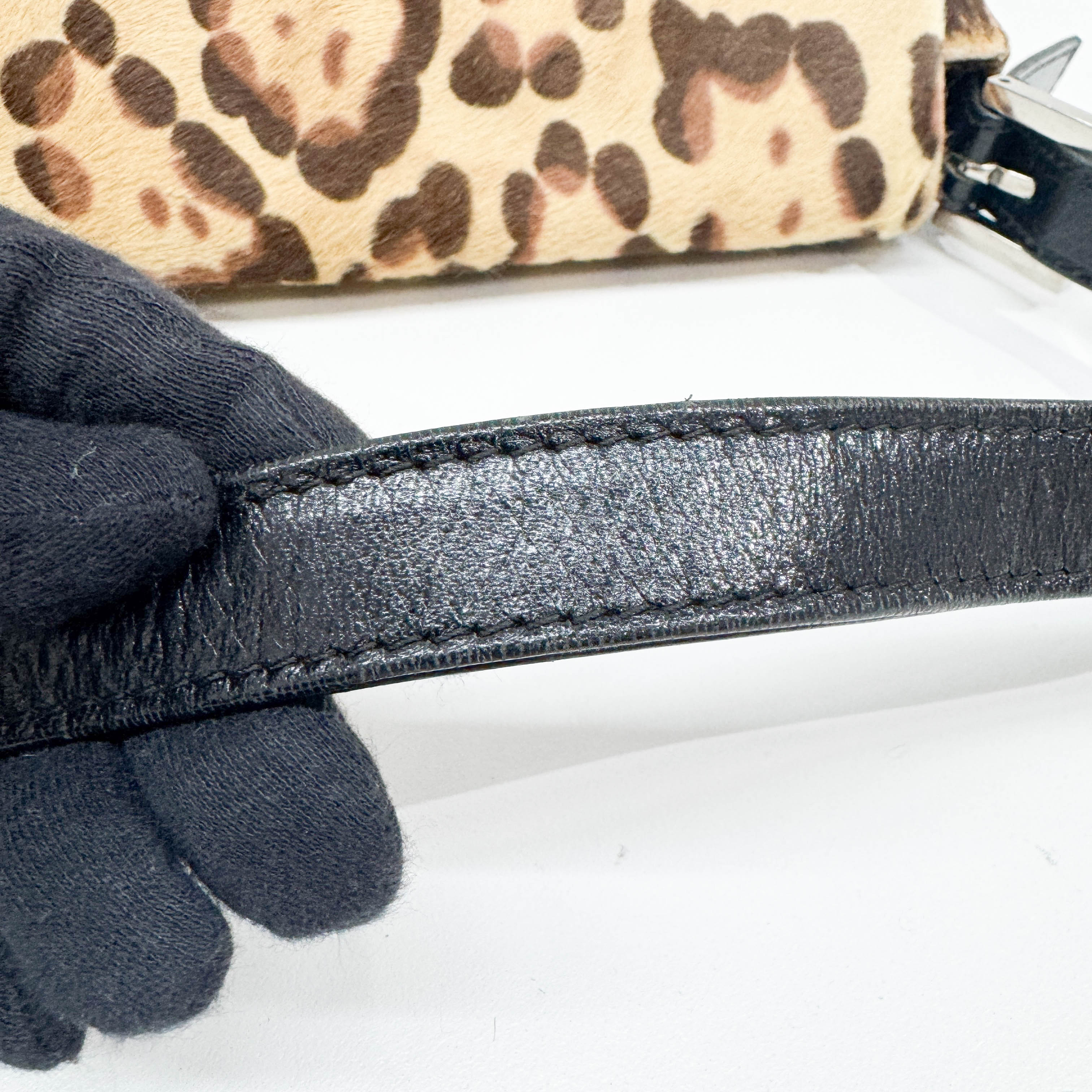 Mamma Baguette Brown Leopard Print Pony Hair Shoulder Bag