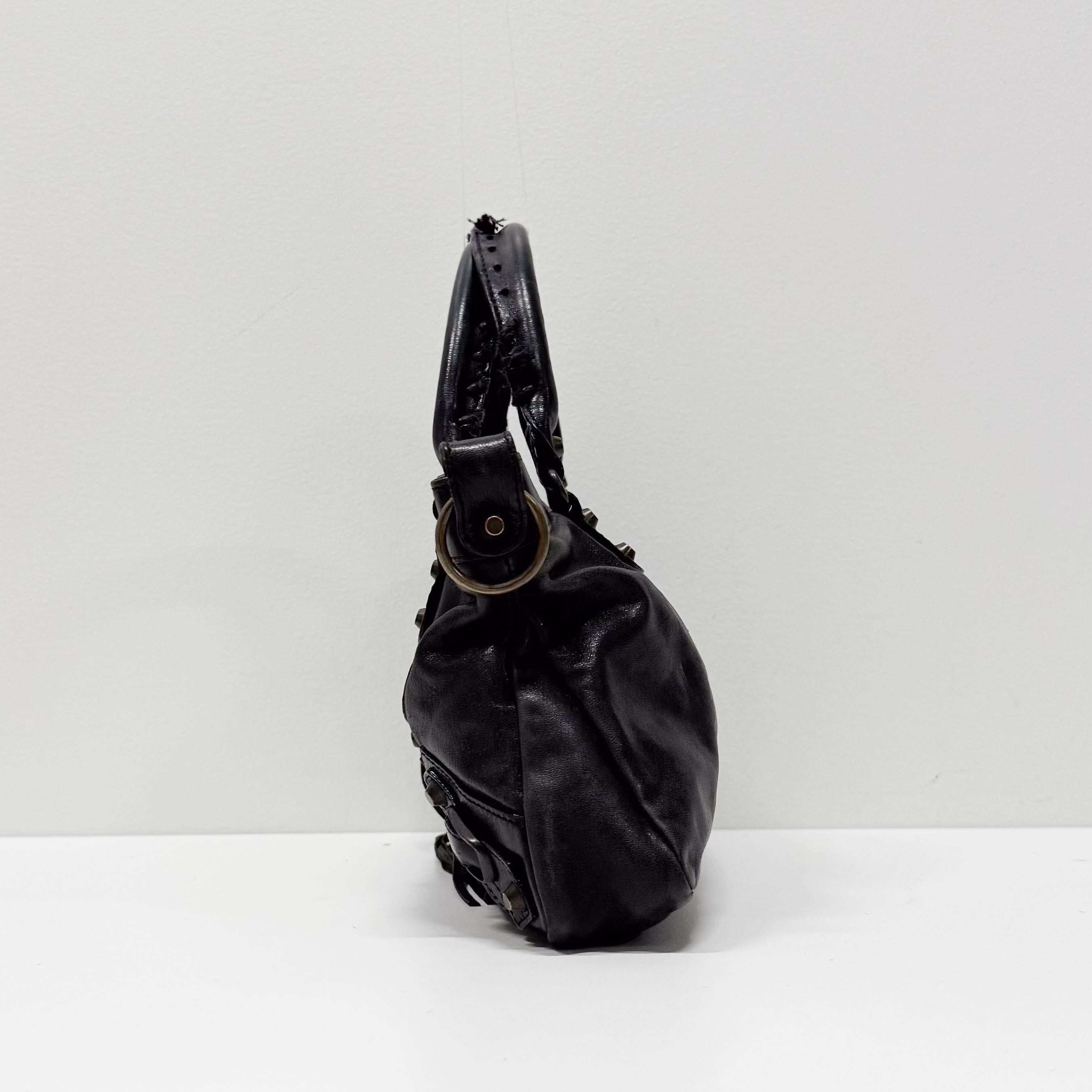 The First Black Calfskin Leather Handlebag