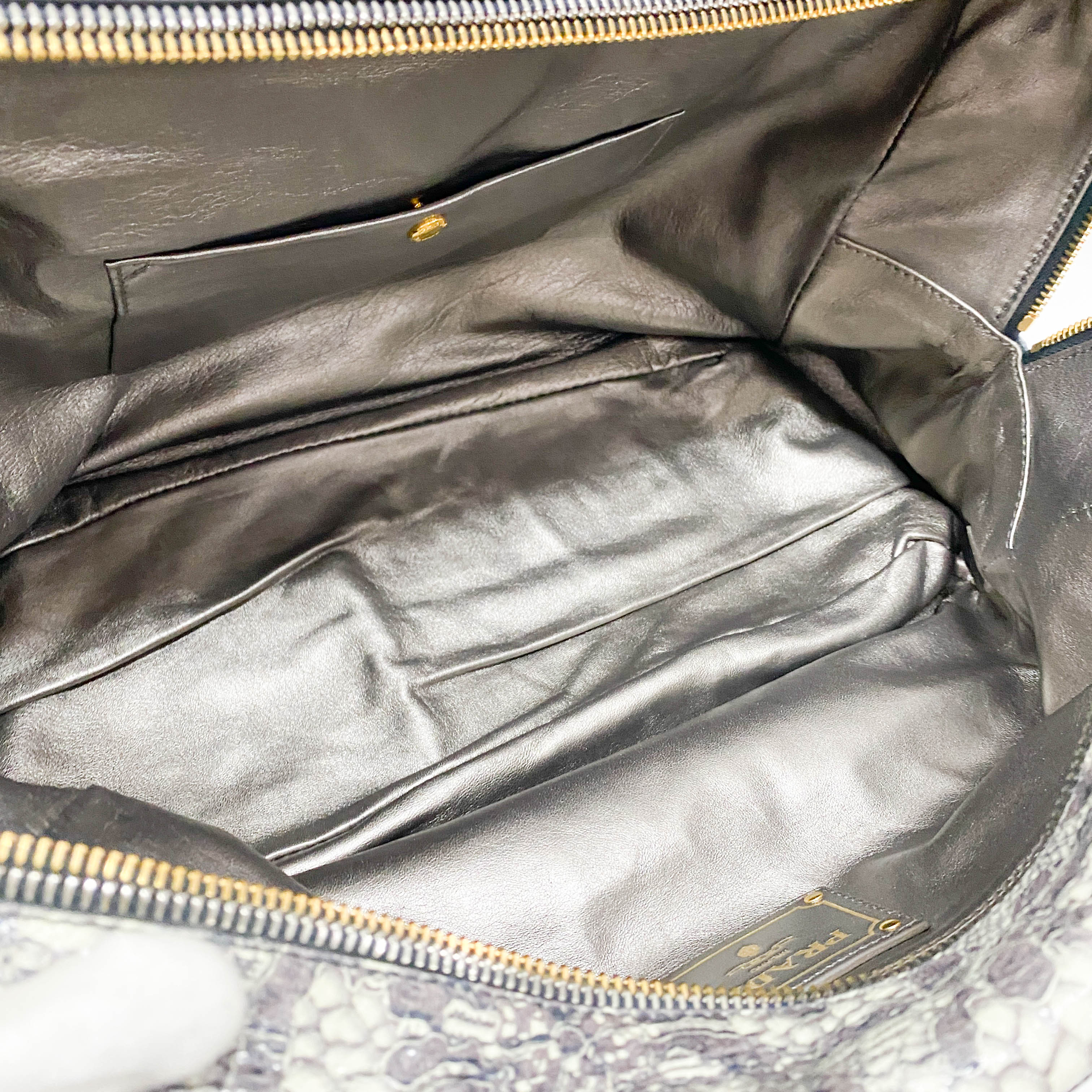 Saffiano Bauletto Grey Lace Leather Unspecified Hand Bag