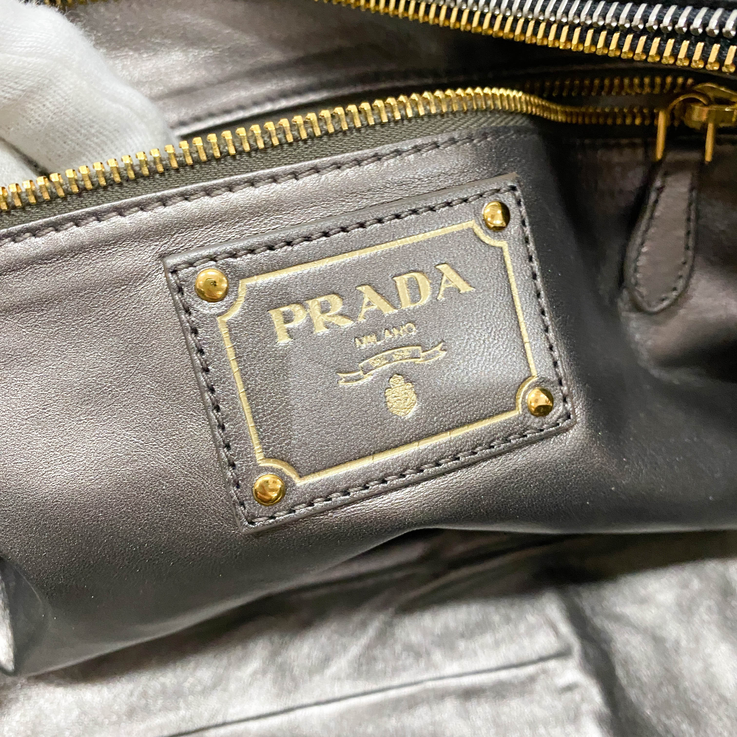 Saffiano Bauletto Grey Lace Leather Unspecified Hand Bag