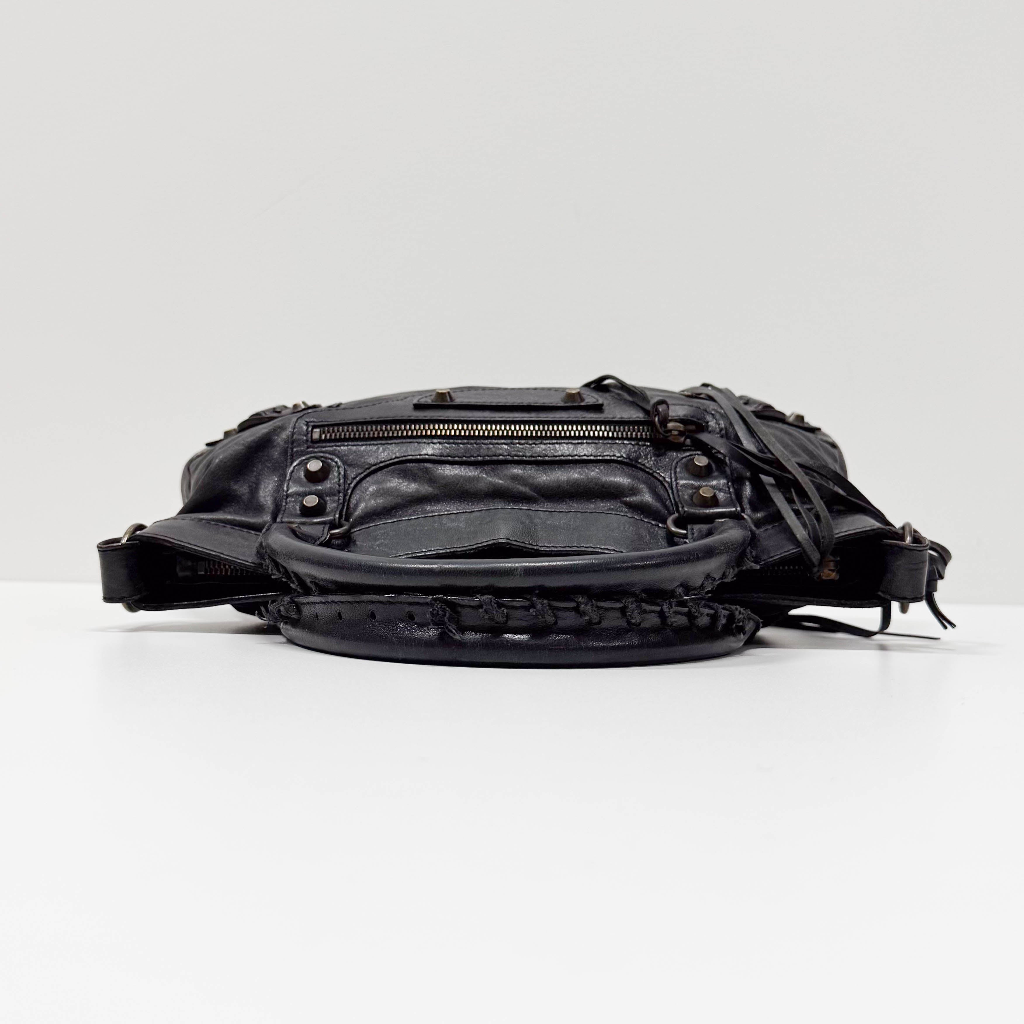 The First Black Calfskin Leather Handlebag