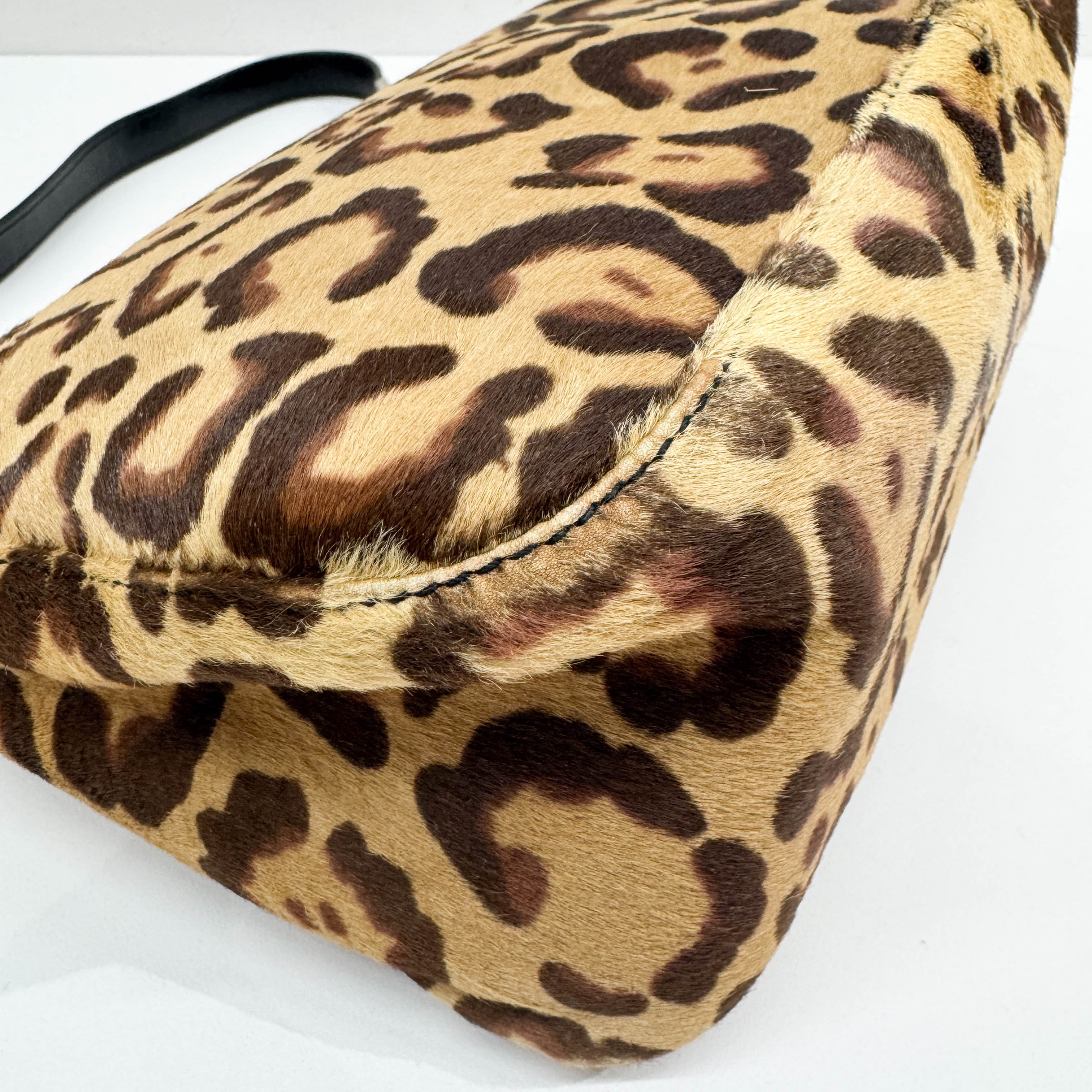 Mamma Baguette Brown Leopard Print Pony Hair Shoulder Bag