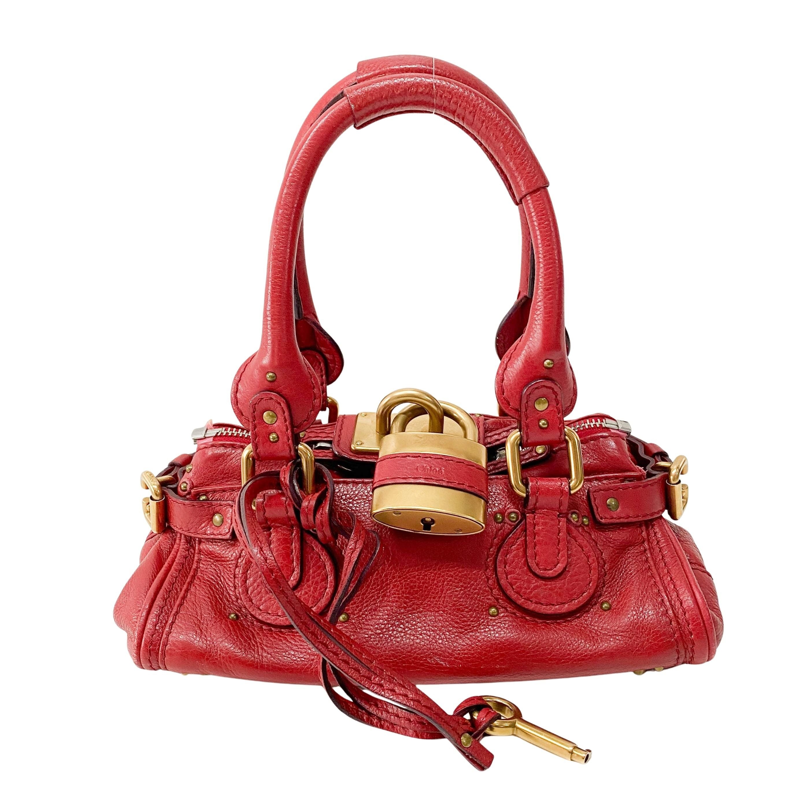 Paddington Small Red Leather Shoulder Bag