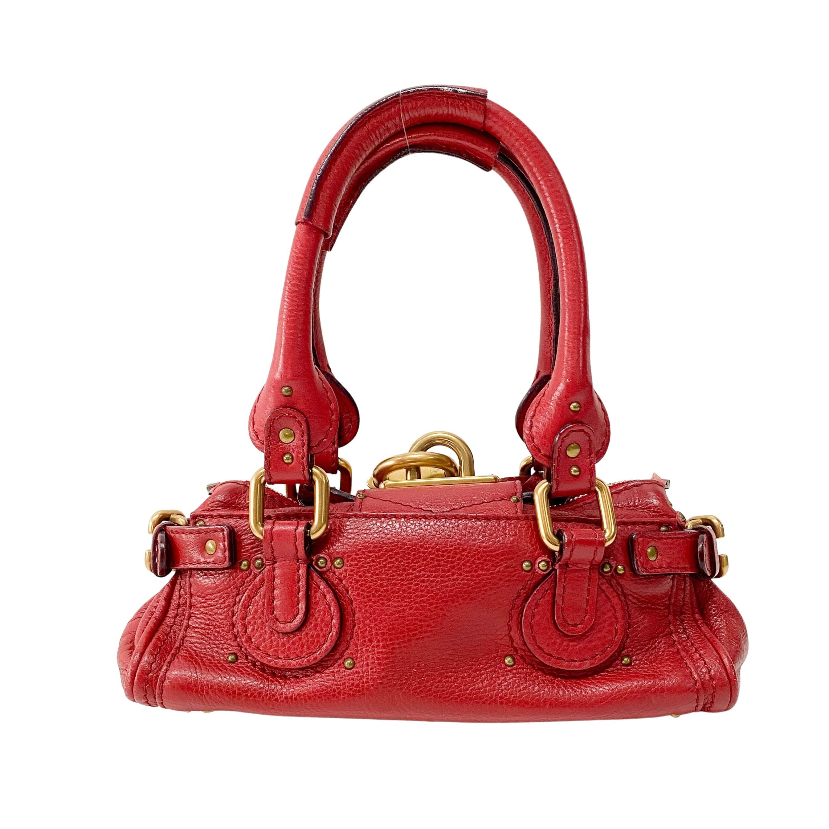 Paddington Small Red Leather Shoulder Bag