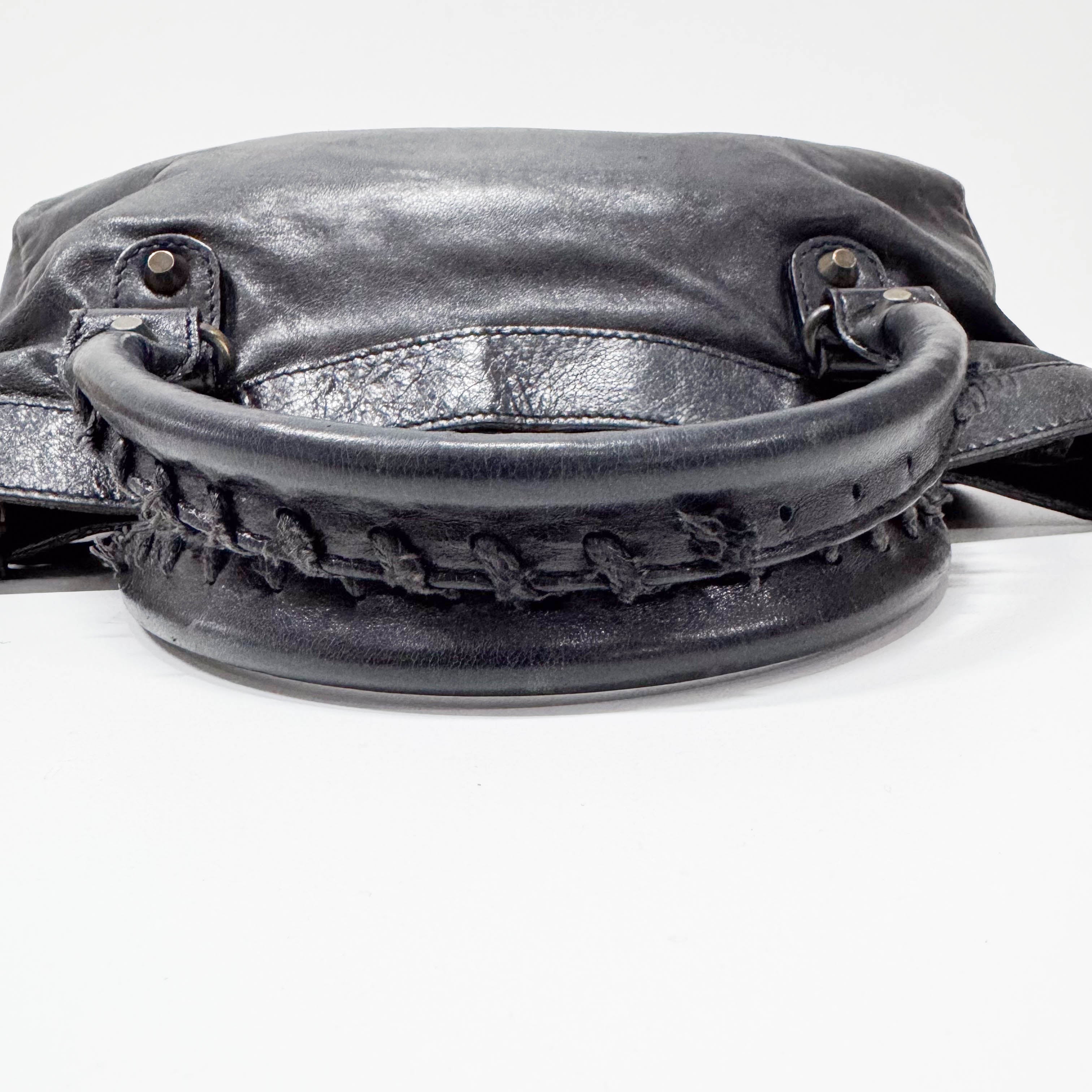 The First Black Calfskin Leather Handlebag