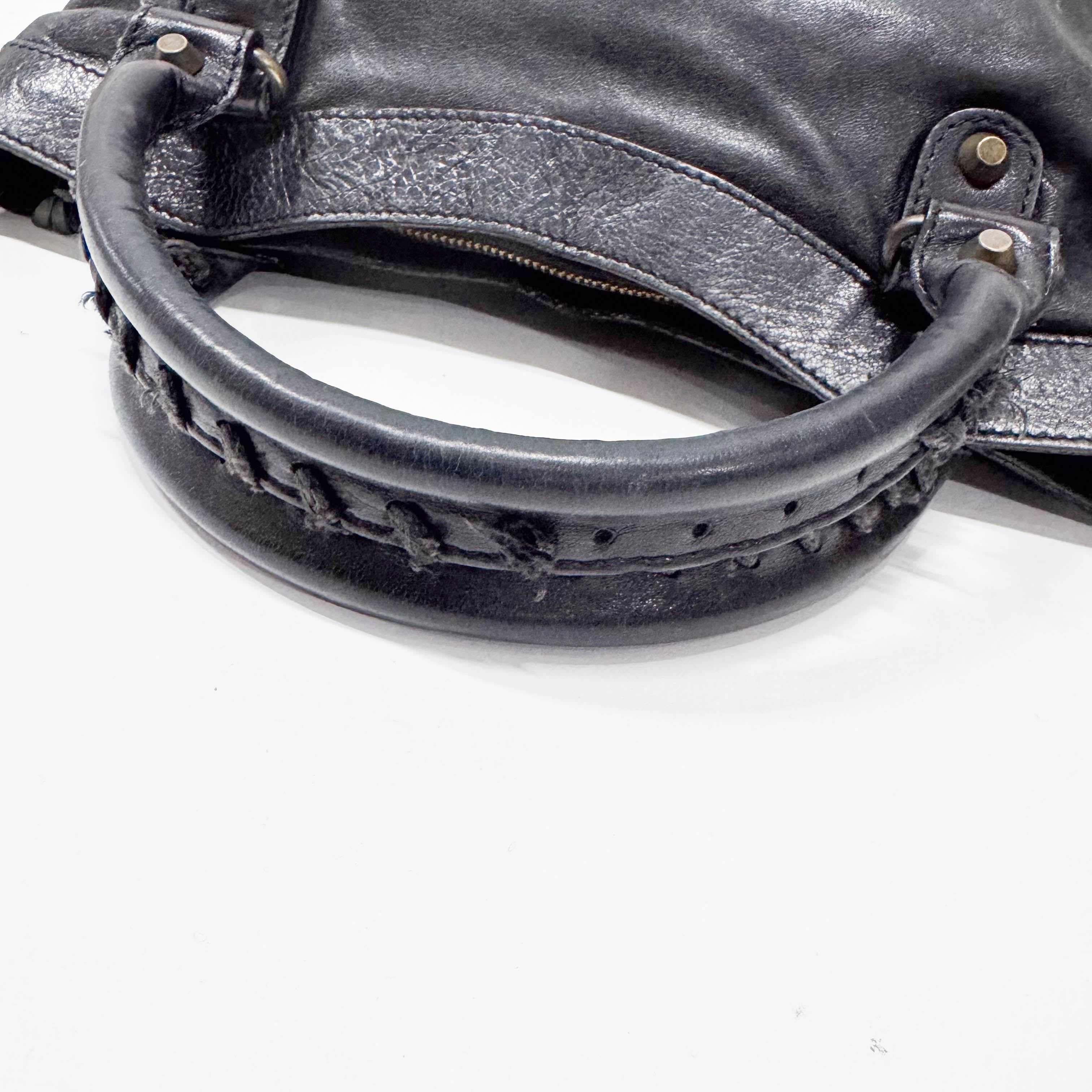 The First Black Calfskin Leather Handlebag