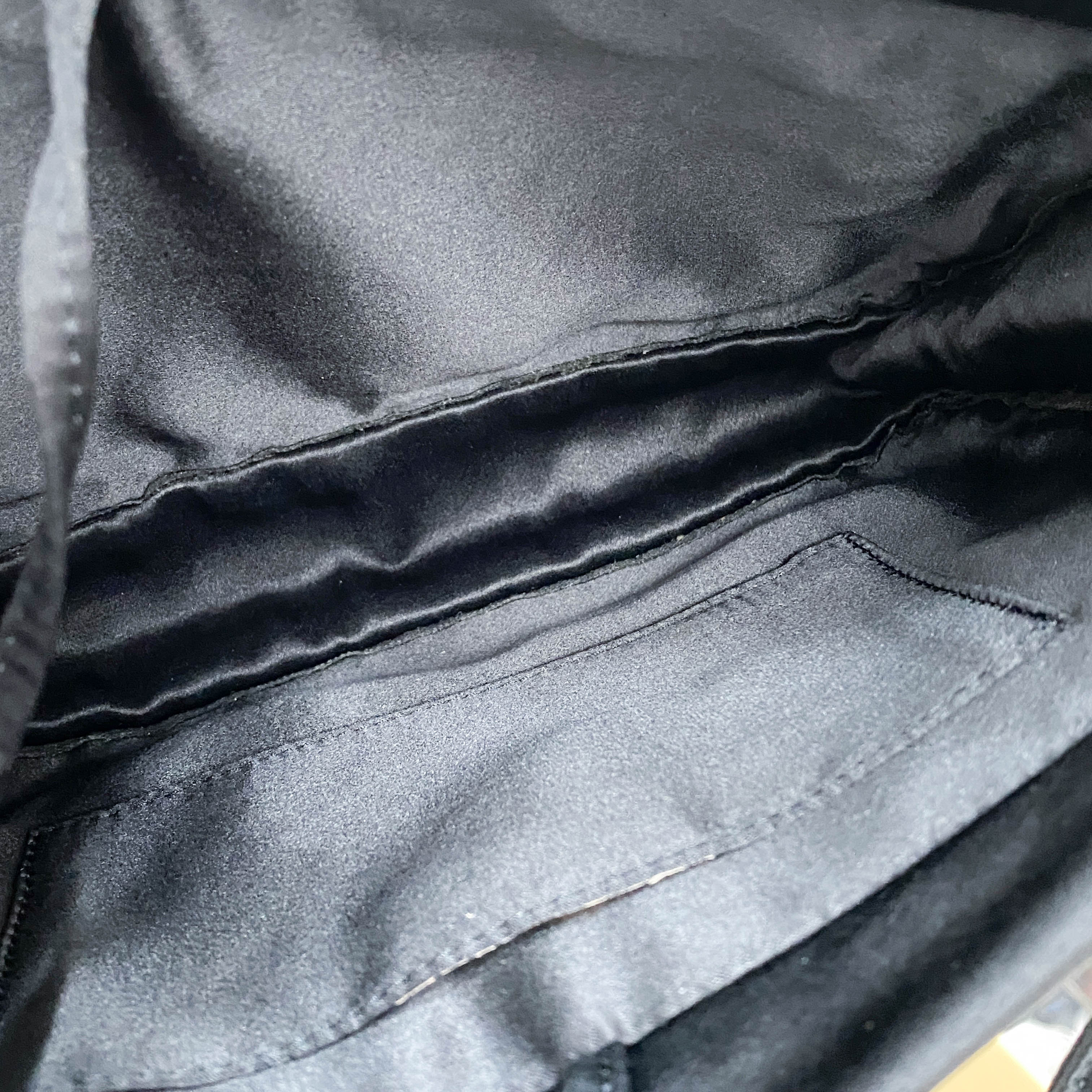 Intrecciato Black Satin Shoulder Bag